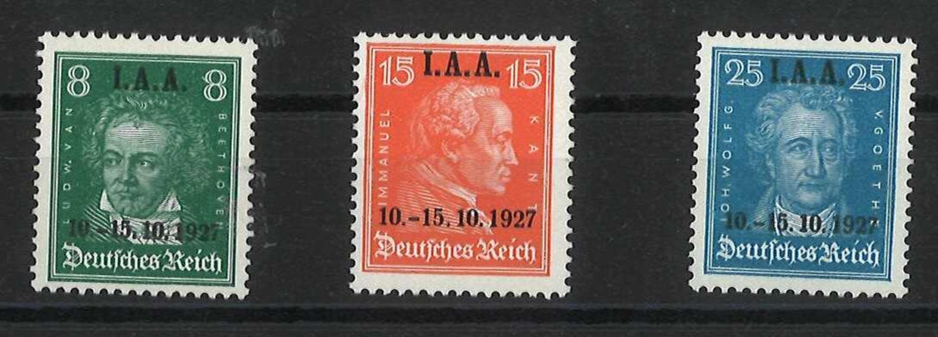 deutsches Reich 1927, Mi Nr. 407 - 409. postfrischGerman Reich 1927, Mi No. 407 - 409. Mint never h