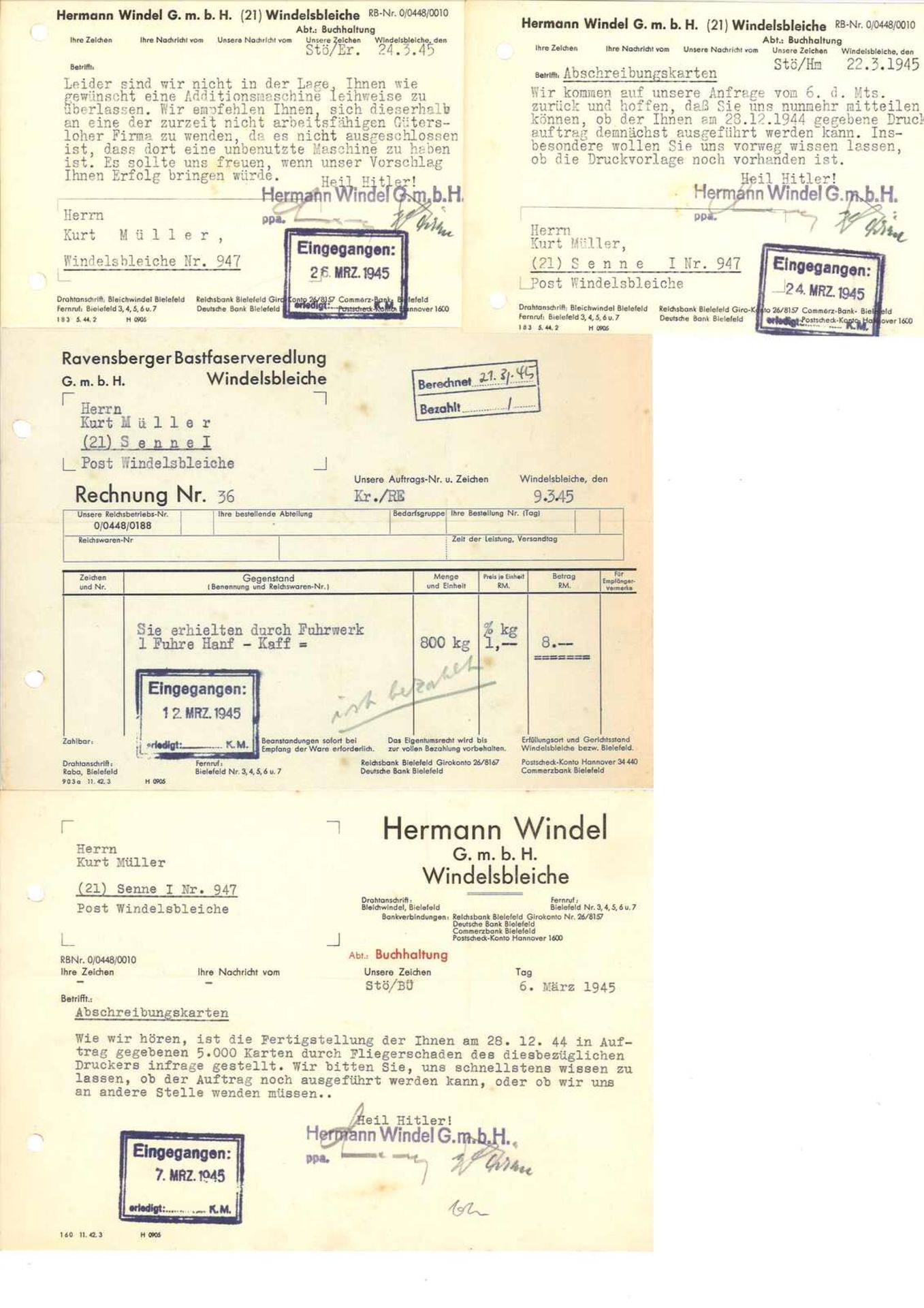 großer Ringbinder mit Dokumenten zum Thema "Bielefeld", viele alte Rechnungen, Belege, Schreiben a - Image 11 of 12