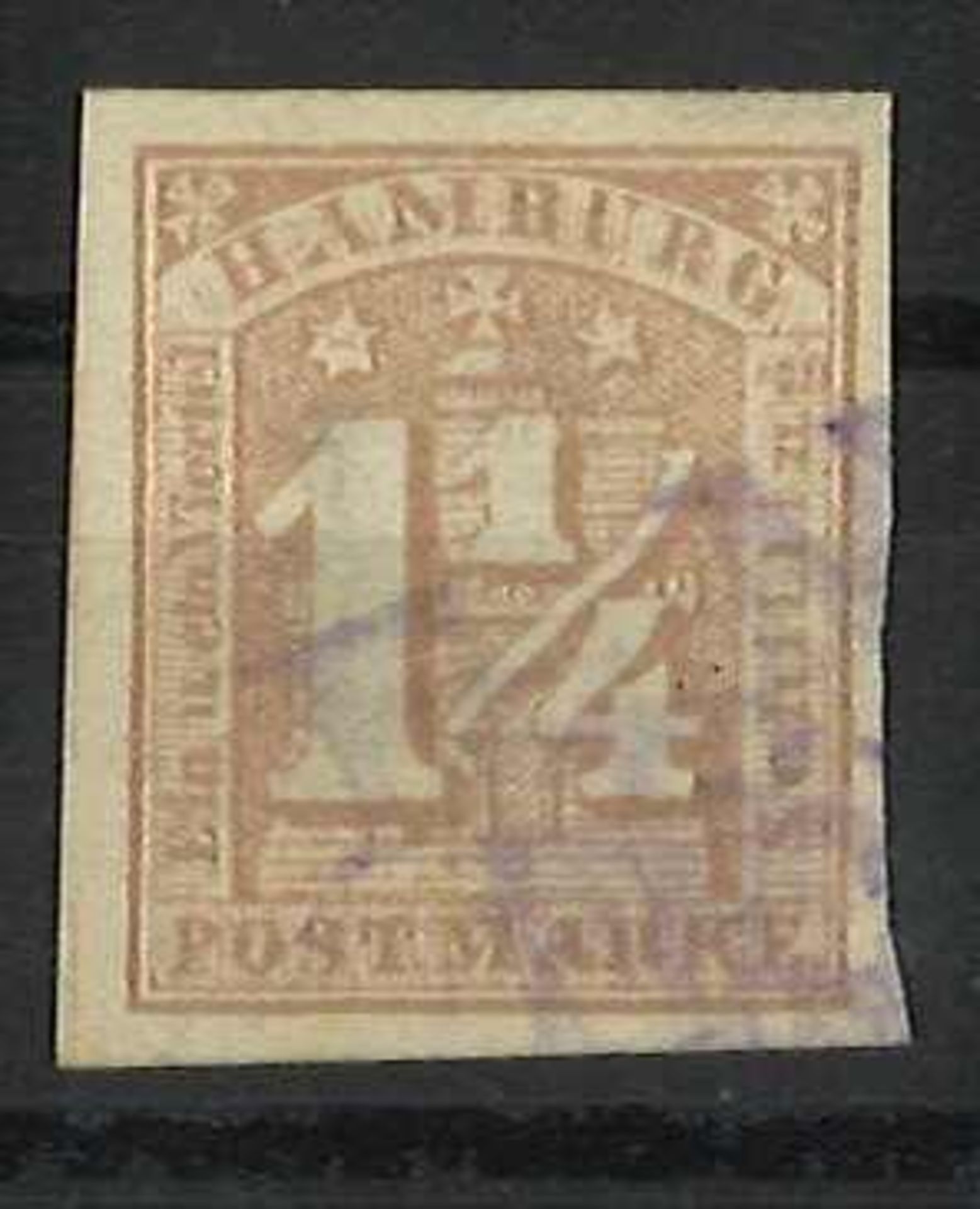 Hamburg 1864, Mi Nr. 8a, gestempelt, breitrandiges StückHamburg 1864, Mi No. 8a, stamped, piece wi