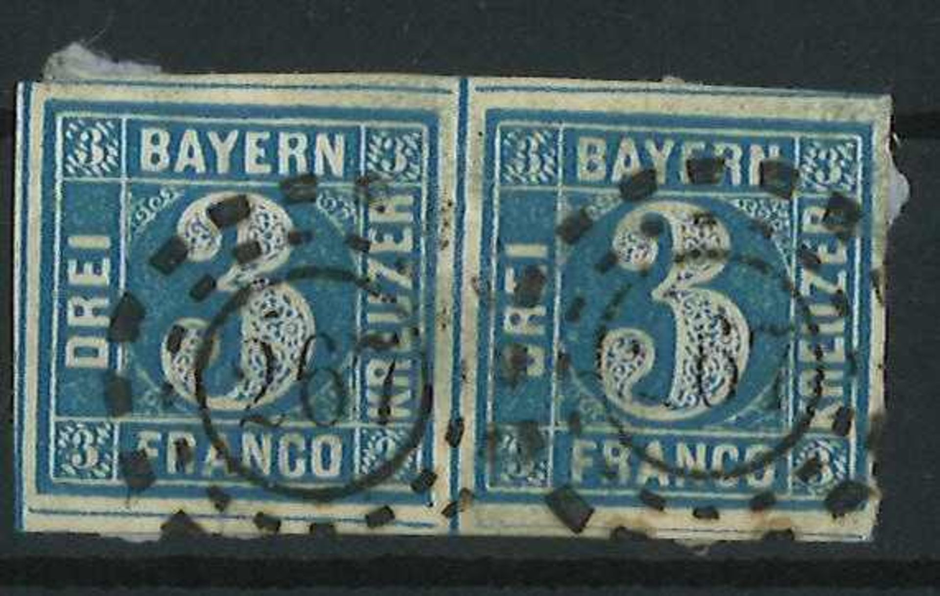 Altdeutschland Bayern, 1849, 2er, Mi Nr. 21a, Freimarken Wertziffer im unterbrochenen Kreis, gestem