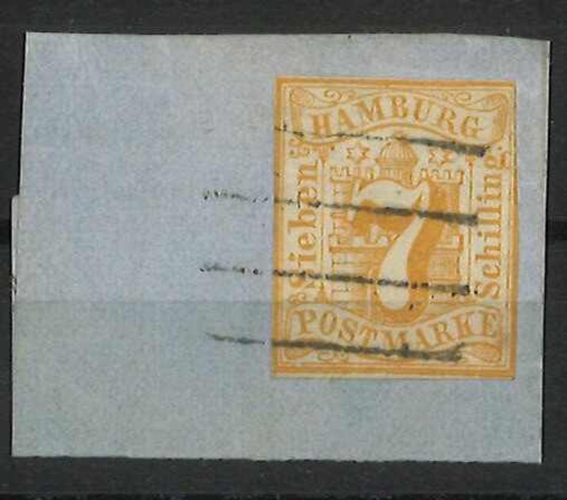Hamburg 1859, ; Mi Nr. 6, gestempelt auf BriefstückHamburg 1864, Mi No. 8a, stamped, piece with wi