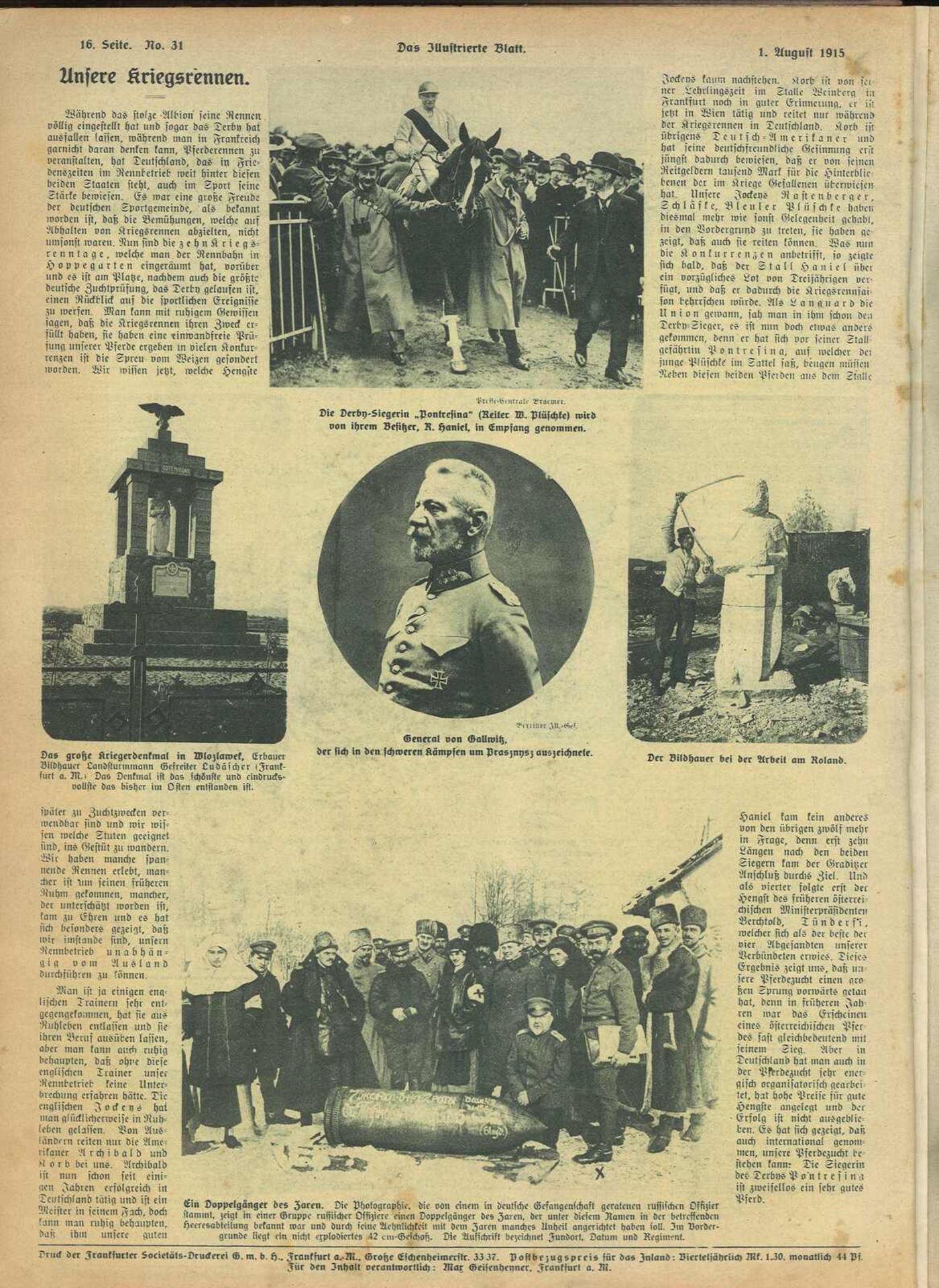 1. Weltkrieg "Das illustrierte Blatt", Kriegsnummer 53-104, gebunden. Reichlich bebildert. Buchrüc - Image 2 of 2