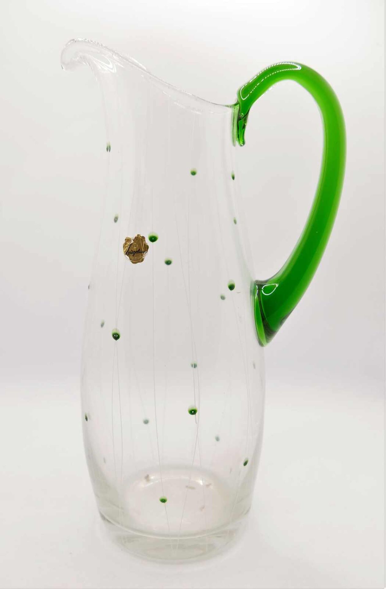 Saftkrug aus Glas im Jugendstil, bayrischer Wald. Mit Aufkleber "Spiegelau". Höhe ca. 28 cmJuice j