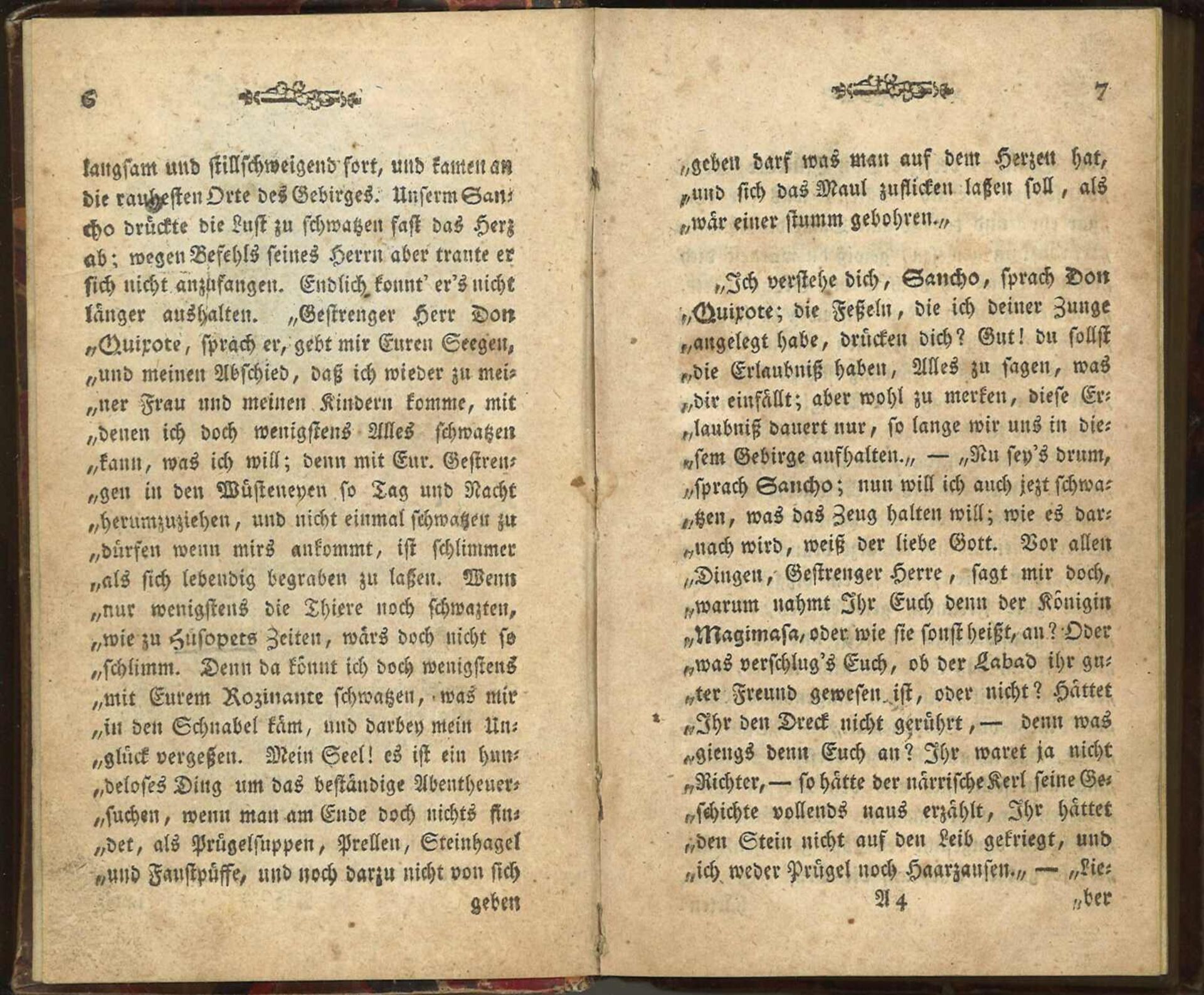 Leben und Thaten des weißen Junkers Don Quirote von Mancha, zweeter Theil. Weimar und Leipzig 1775 - Bild 2 aus 2