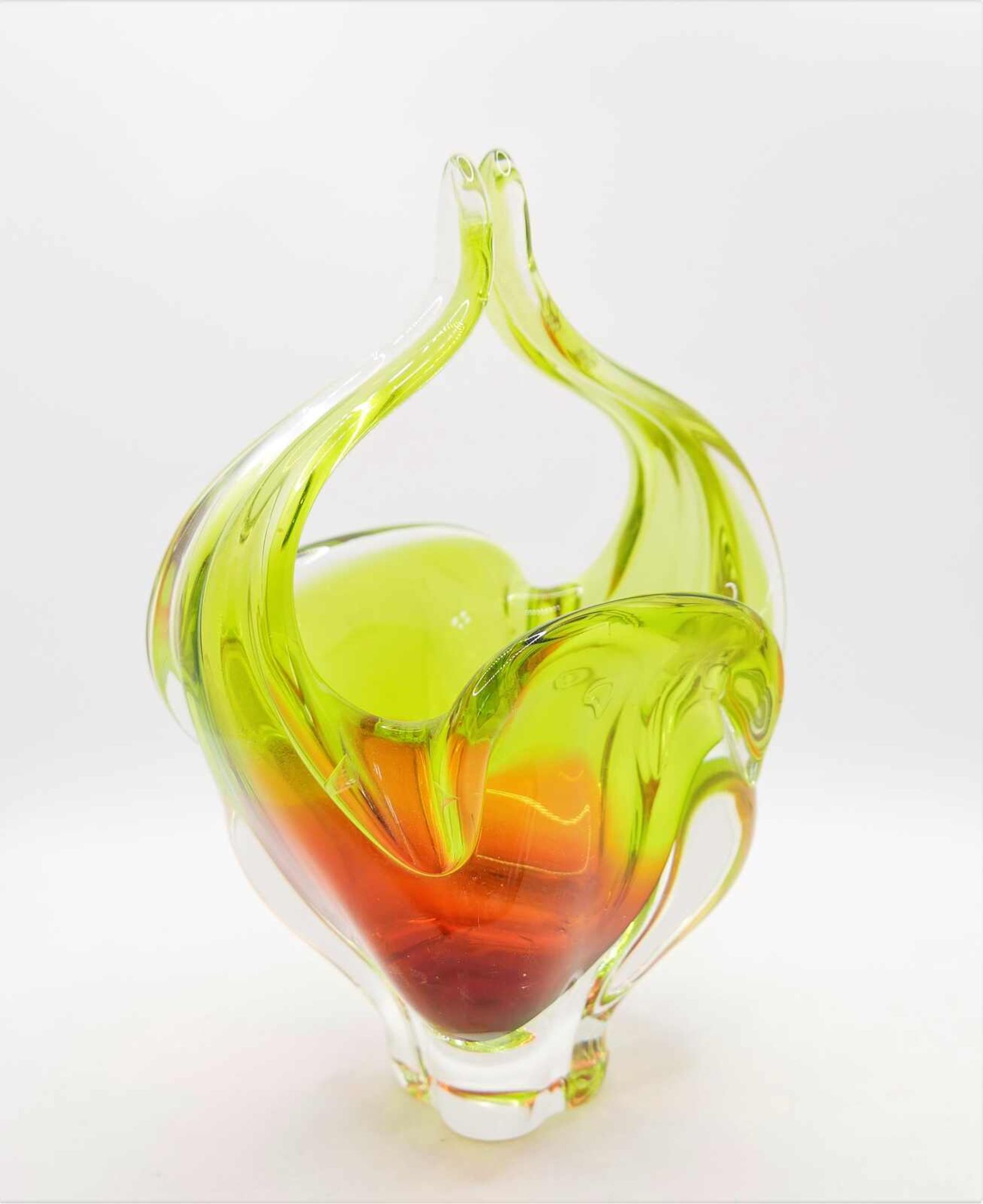 Murano Henkelschale rot / grün. Höhe ca. 22,5 cm. Sehr guter Zustand.Murano handle bowl red / gre - Image 3 of 3