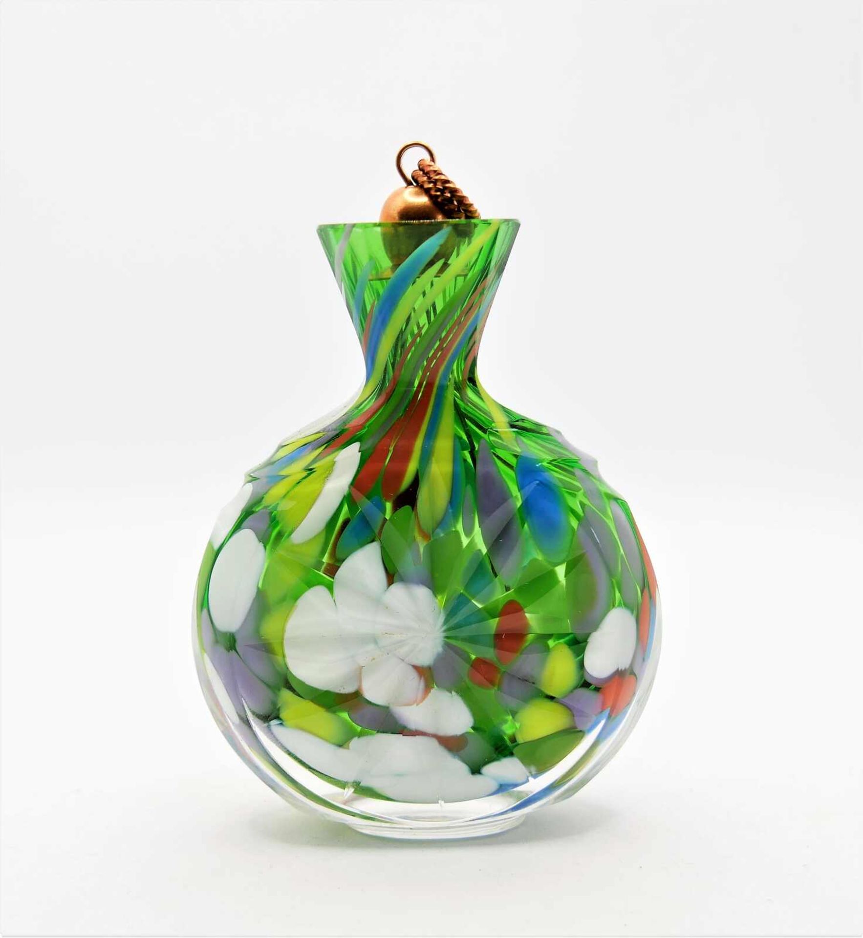 Schnupftabakflasche Glas aus Sammlung, Bixl, mit Sternschliff, grün/blau/weiß/rot/lila, mit Stöp - Image 2 of 2