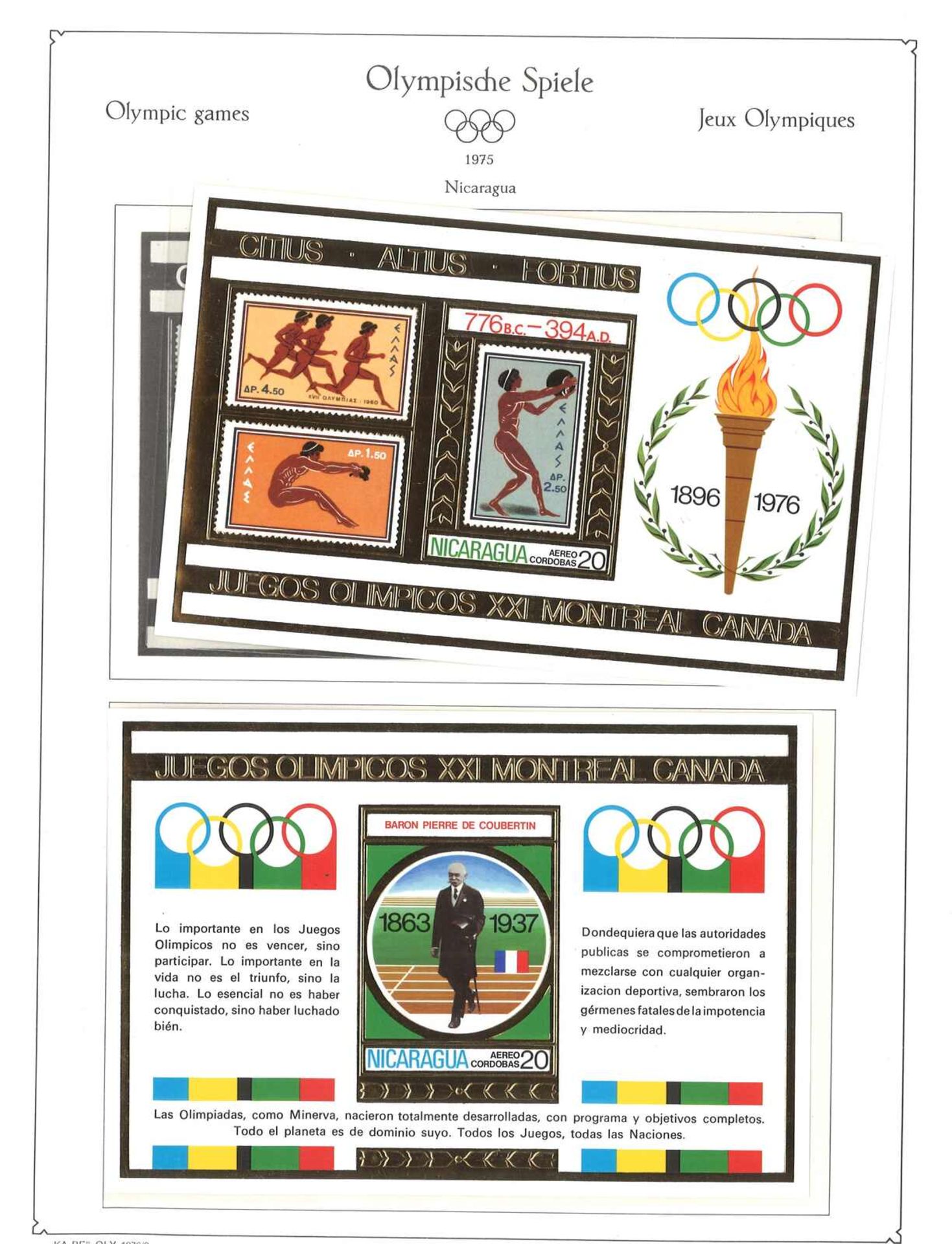 Briefmarken Olympische Spiele 1976, im Album, 35 Vorlageblätter!Postage stamps Olympic Games 1976, - Image 3 of 3