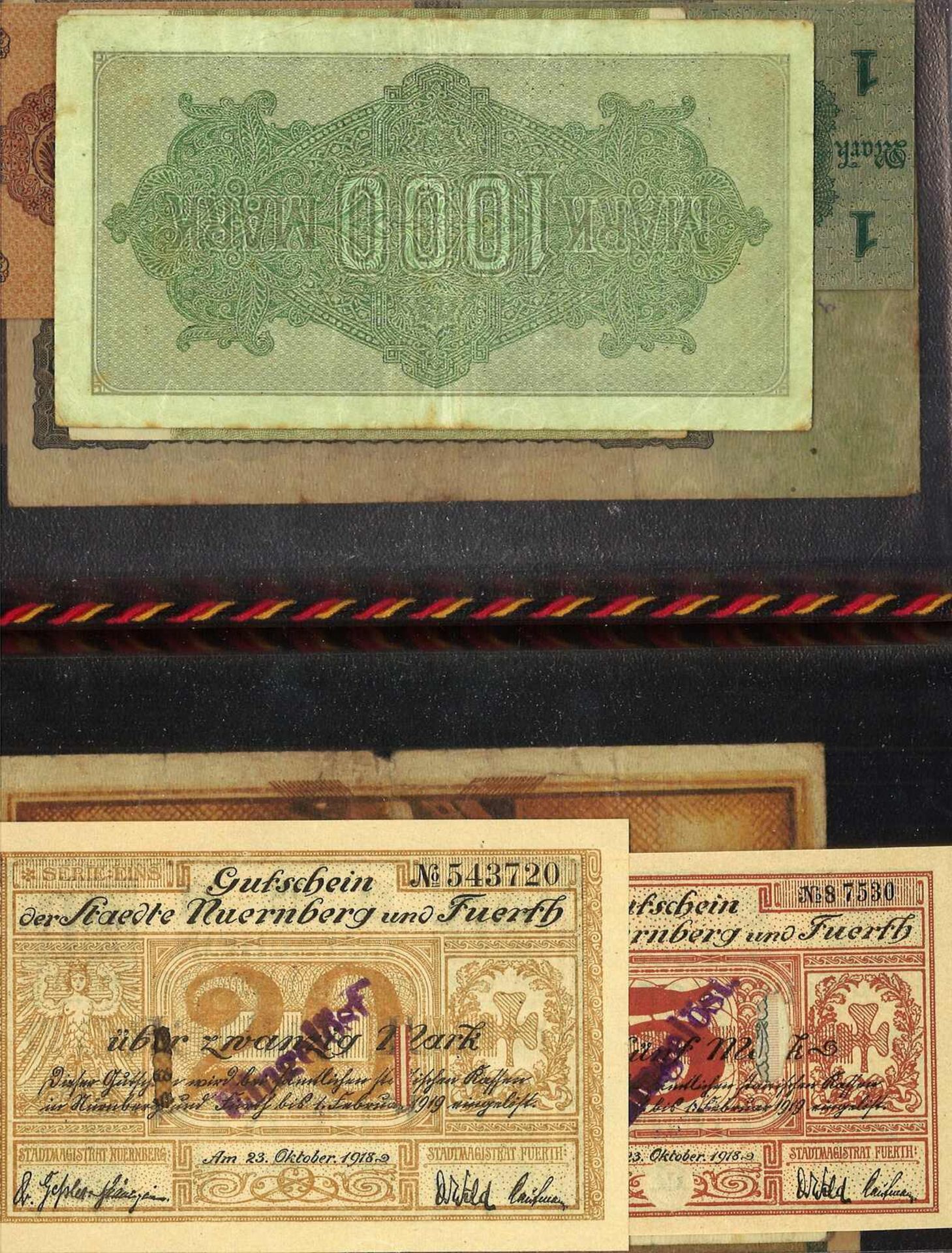 Lot Banknoten in der Mappe, meist Deutschland. 25 Scheine, verschiedene Erhaltungen.Lot of banknote - Image 3 of 3