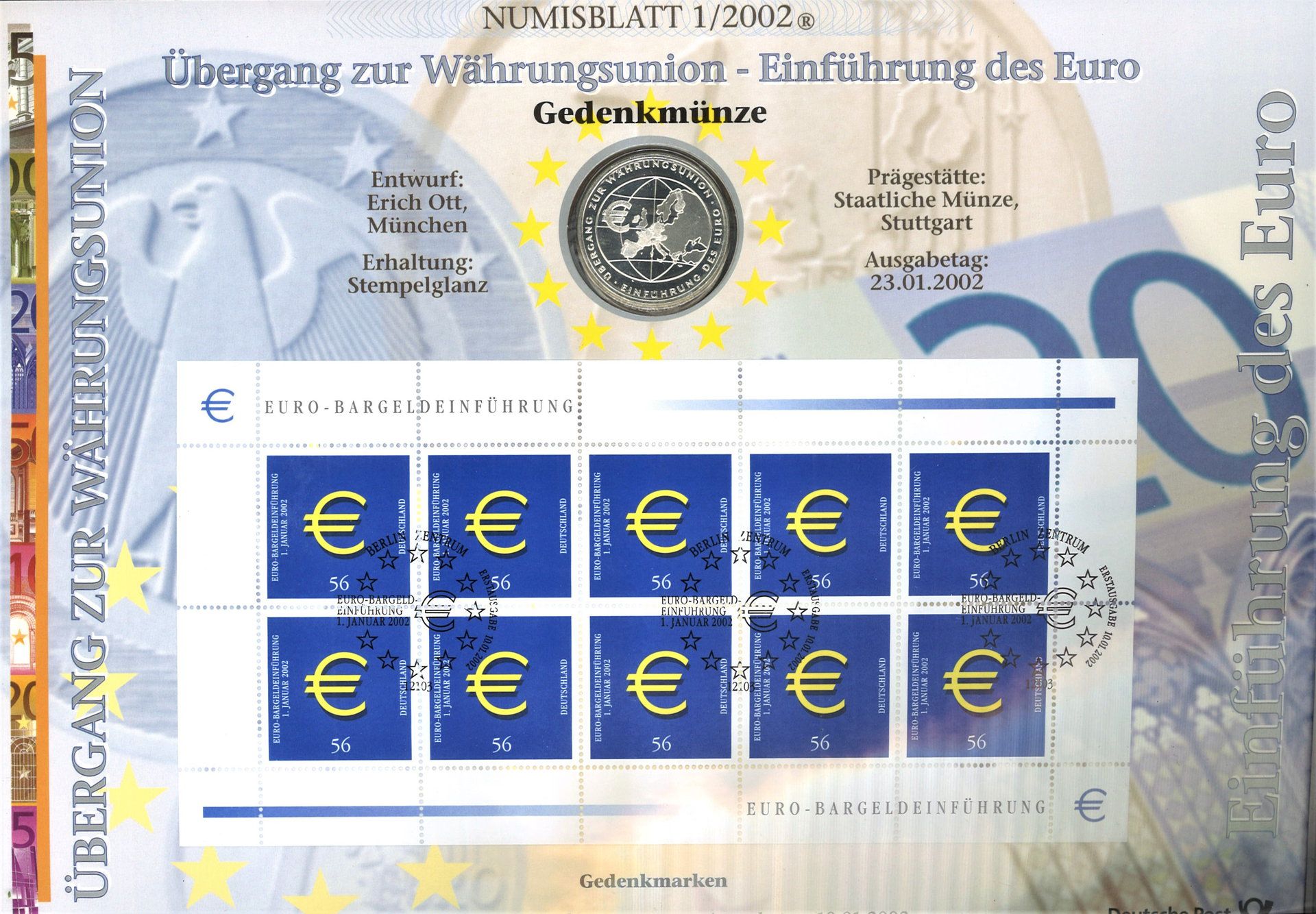 5 Numisblätter, Jahrgang 2002, 5x 10 Euro>/de> - Image 2 of 4