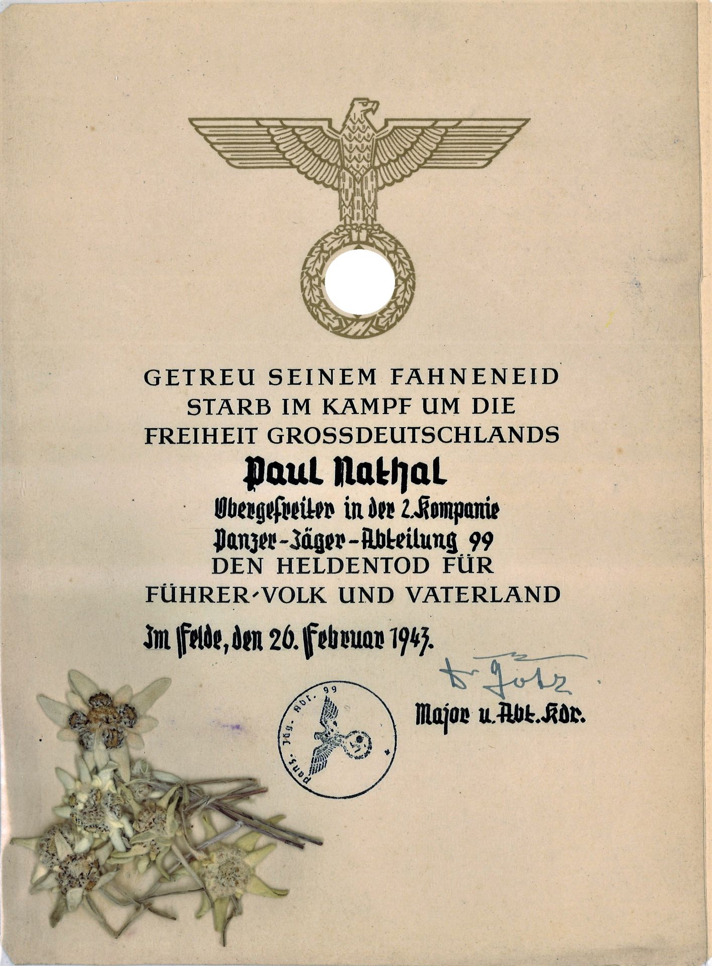 Fotoalbum Kriegserinnerungen 3. Reich, Panzerjägerabteilung, dabei seltenste Urkunde: Getreu - Bild 6 aus 6