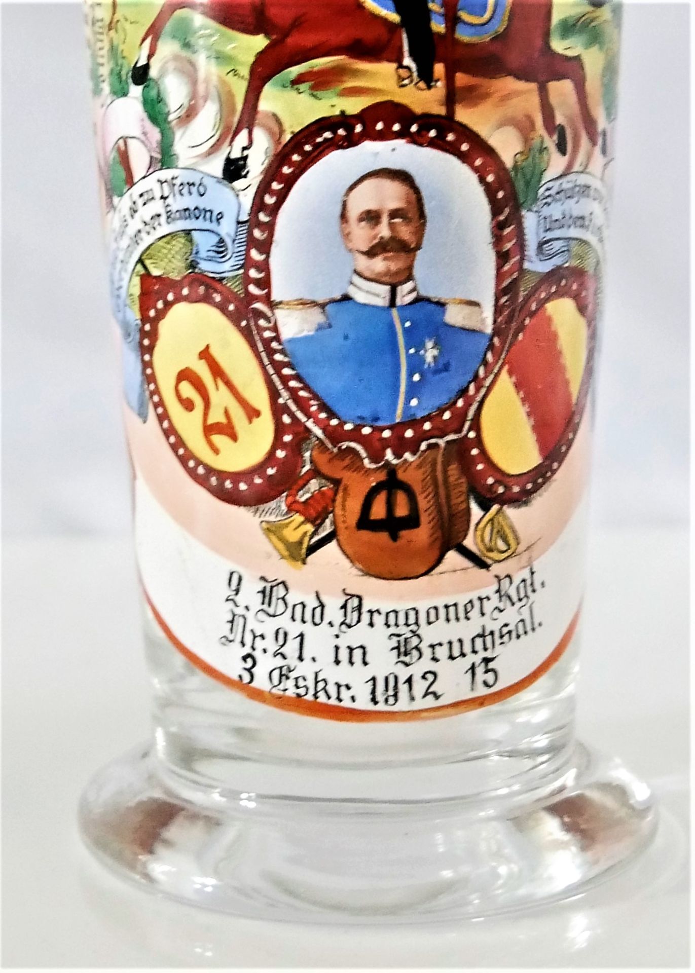 Dragoner Regimentsglas 0,4 ltr., Zur Erinnerung an die Hälftefeier am 25. März 1914, Jahrgang 1912- - Image 2 of 3