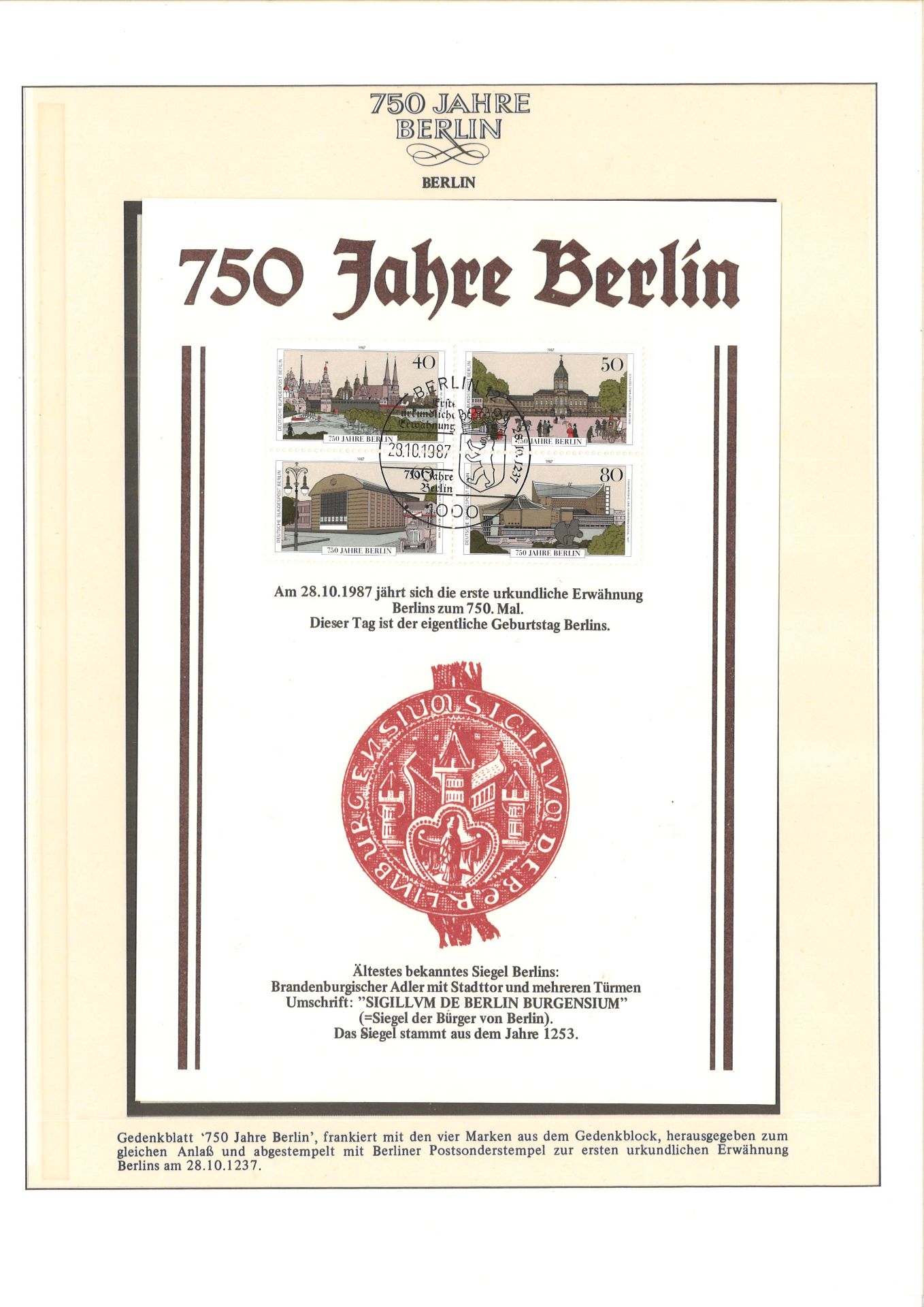 2 große Vordruckalben, 750 Jahre Berlin, enthalten überwiegend Belege und Briefmarken Berlin und - Image 2 of 5