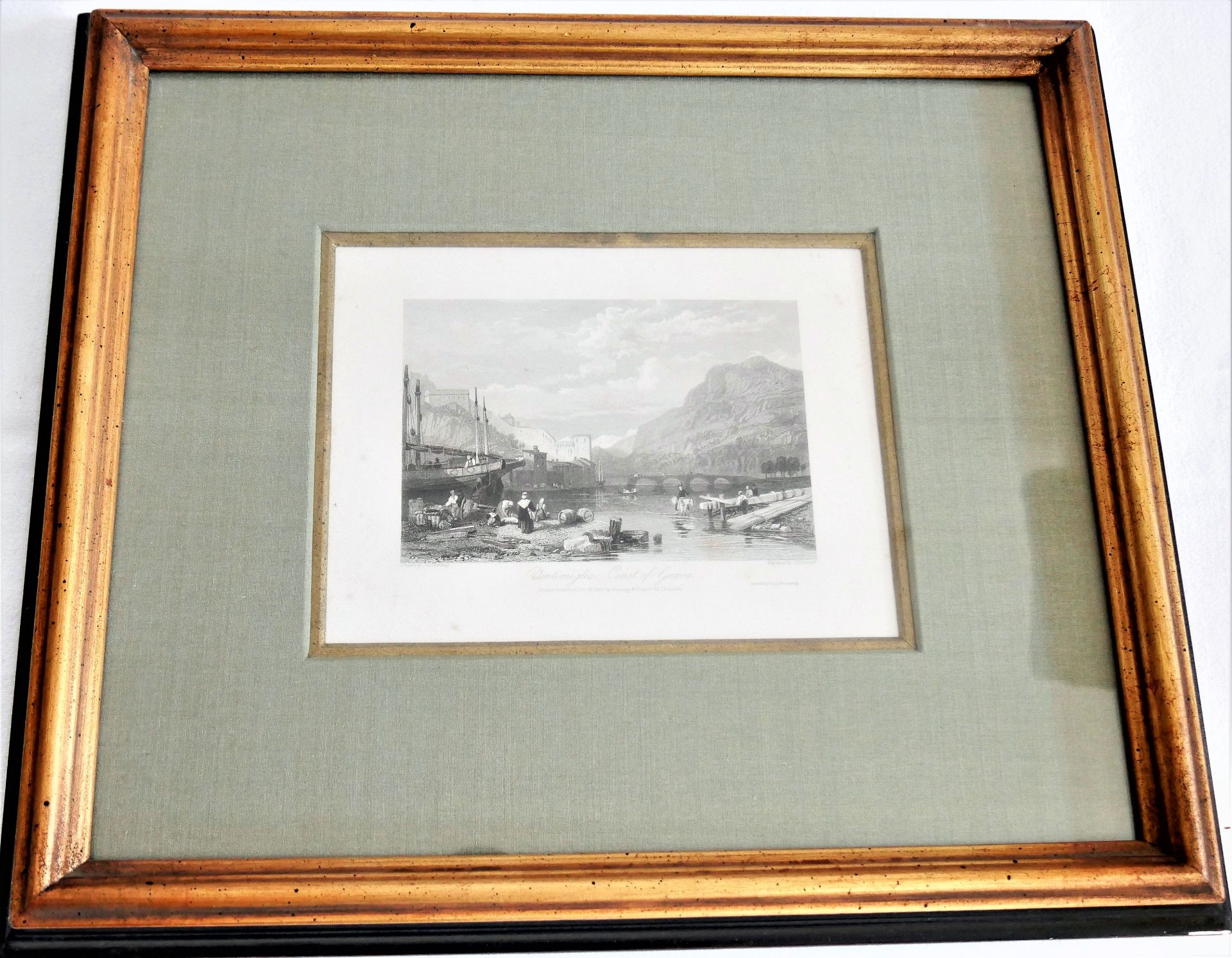 James Duffield Harding (1797/98 - 1863), Stich "Ventimiglia Coast of Genoa", hinter Glas gerahmt (