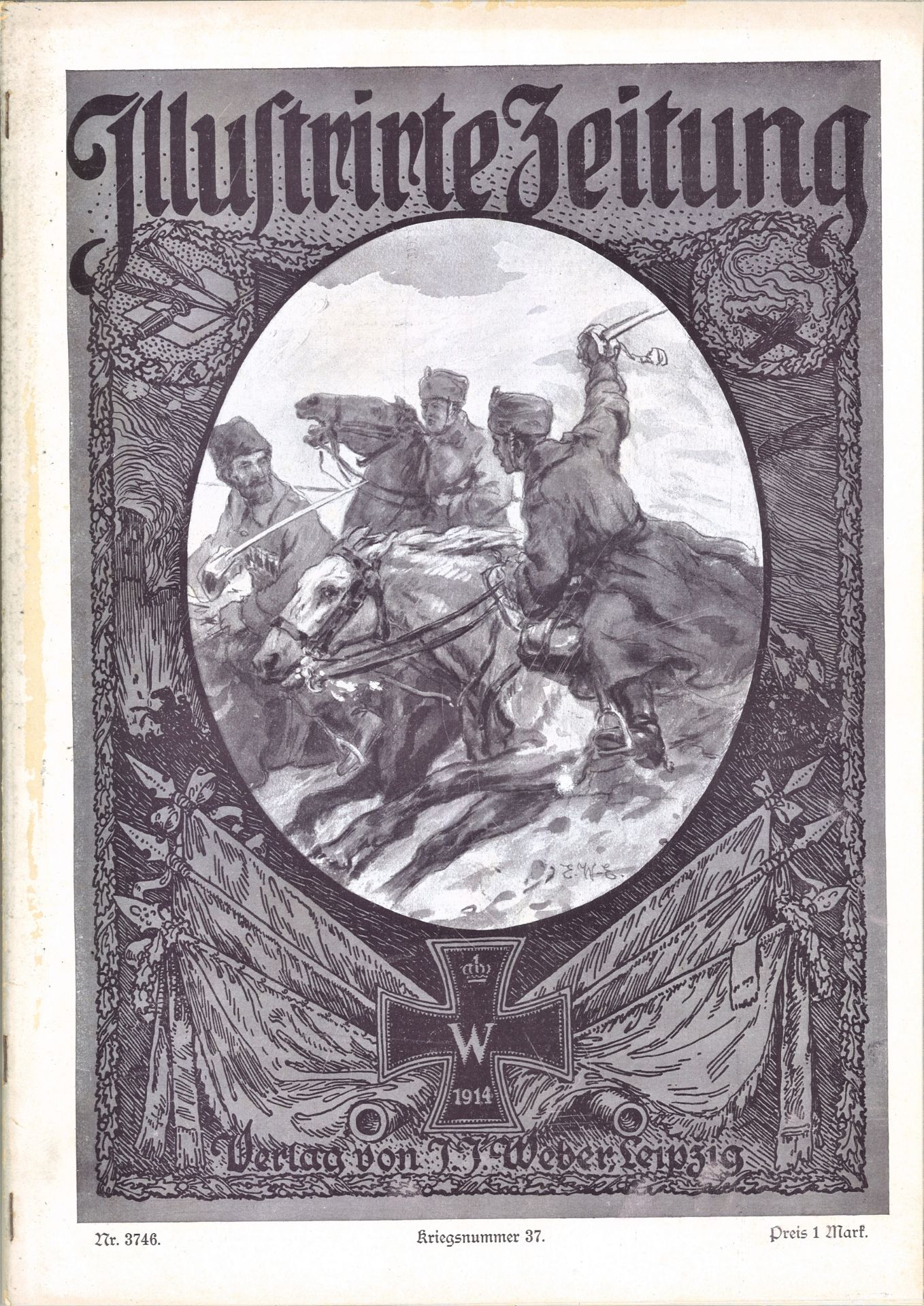 Illustrirte Zeitung Kriegsnummer 34 - 38, 1915, Nr. 3743 - 3747. Teilweise fleckig. - Image 4 of 6
