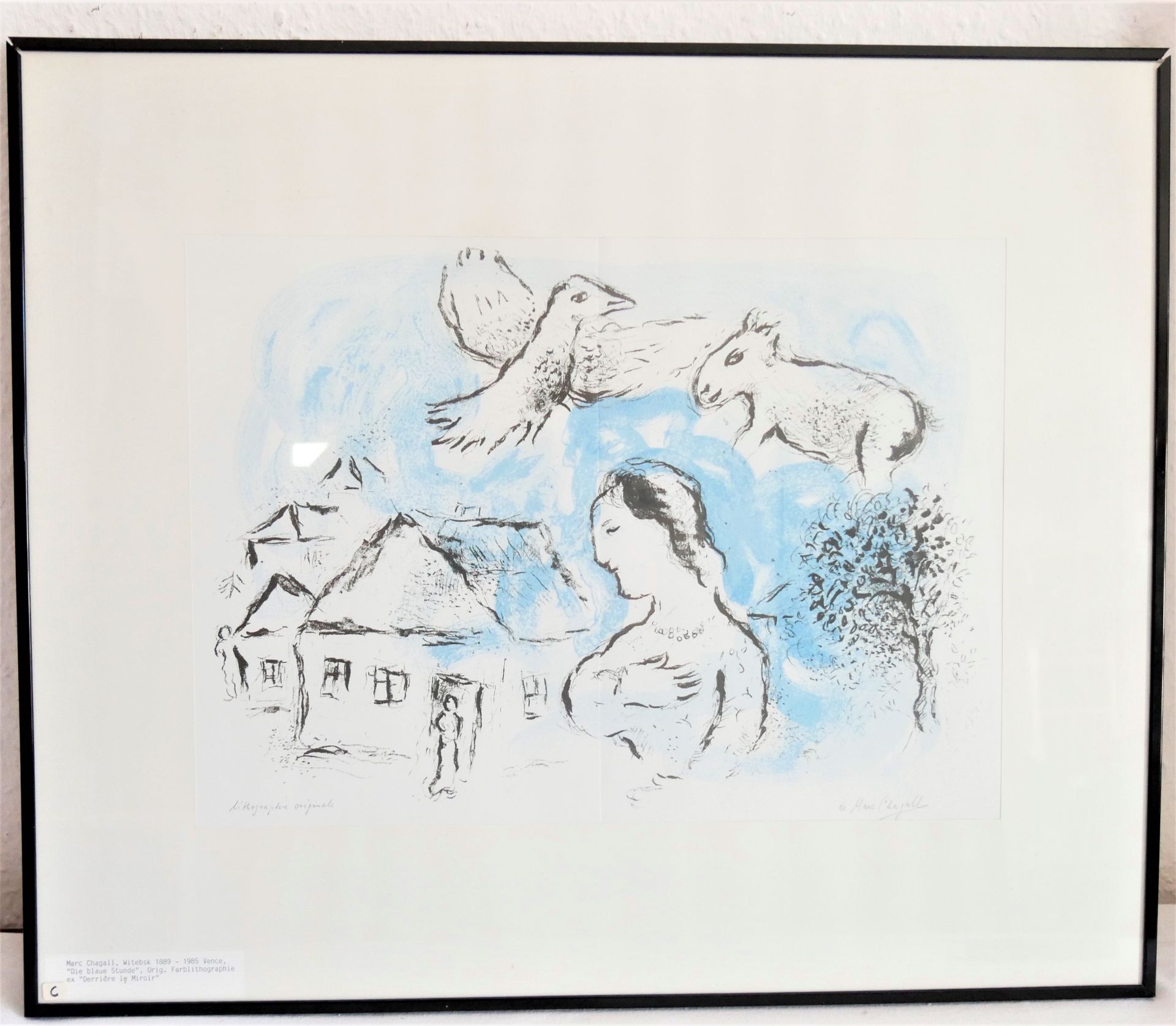 Marc Chagal Witebs 12/1889 - Vence 1985 "Die blaue Stunde", Original Farblithographie EY "Derriere