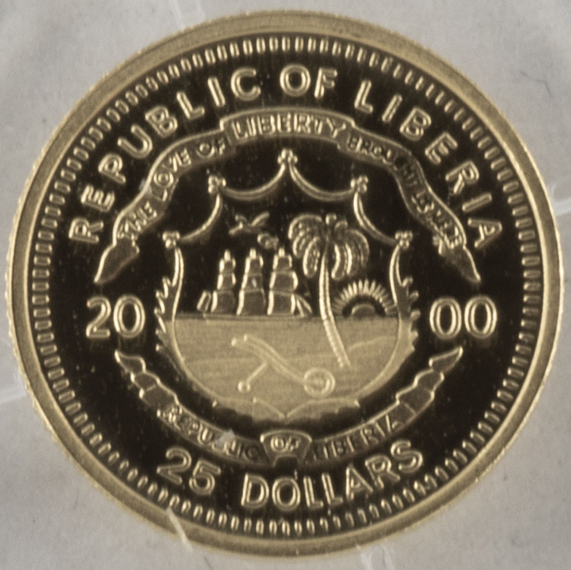 Liberia 2001, 25.- Dollar - Goldmünze "Julius Caesar". Gold 999. Gewicht: 0,73 g. Durchmesser: 11 - Image 2 of 2