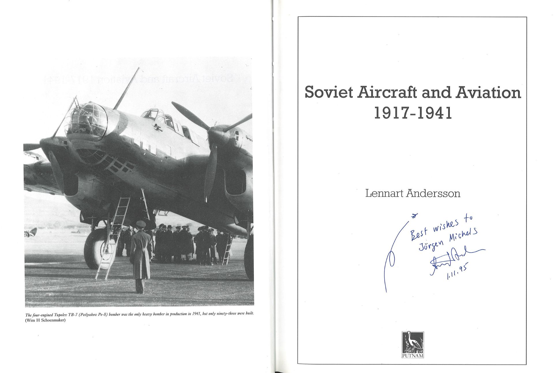 Soviet Aircraft and Aviation 1917 - 1941, von Lennart Andersson mit Widmung und Originalunterschrift - Bild 2 aus 4