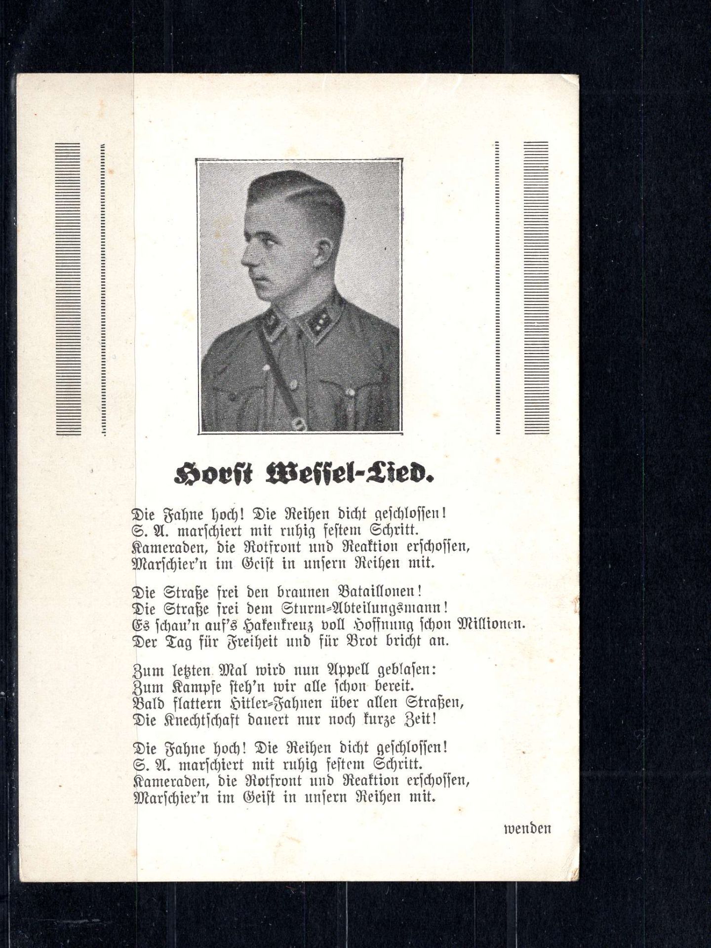 Drittes Reich, ungebrauchte Original - Karte mit Horst Wessel - Lied. Gute Erhaltung.
