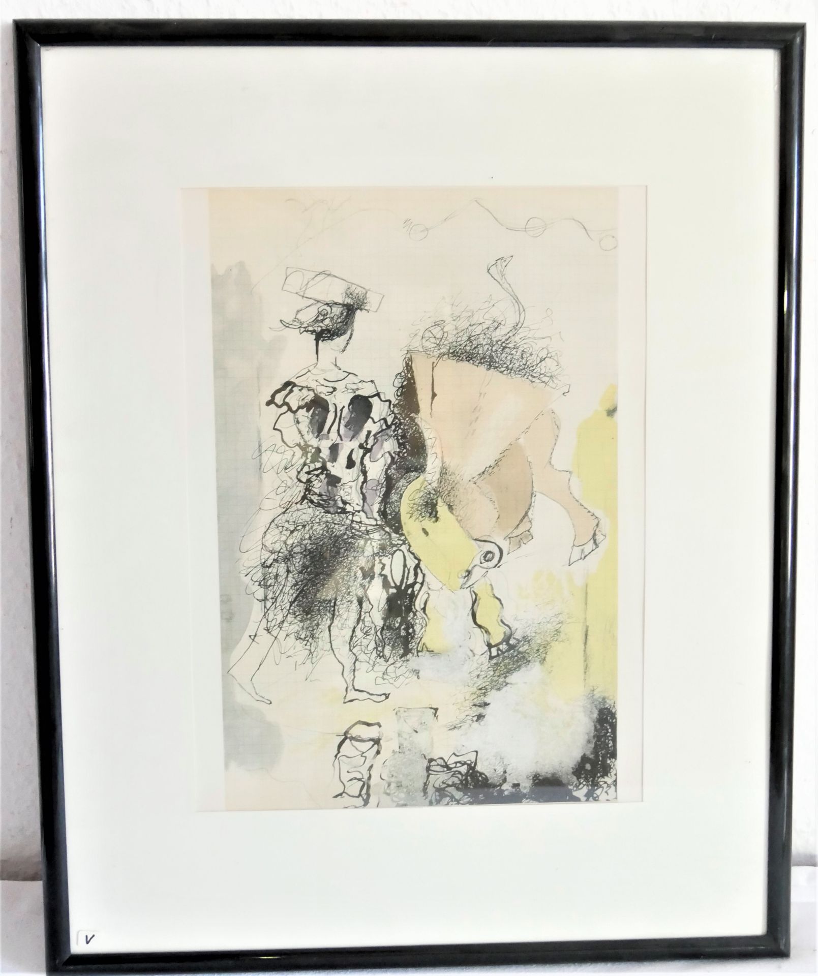 Georges Braque (1882-1963), Farblithographie "Toreros" von Verve Mourlot, Paris 1955. Hinter Glas