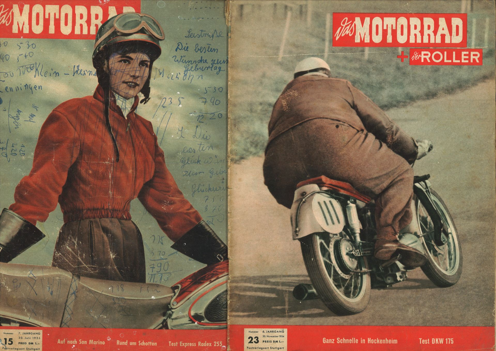 Das Motorrad, Magazin, hier 6. Jahrgang, 1954, Nr. 23, 7. Jahrgang 1955 Nr. 15 sowie Heft 2 vom - Bild 2 aus 3