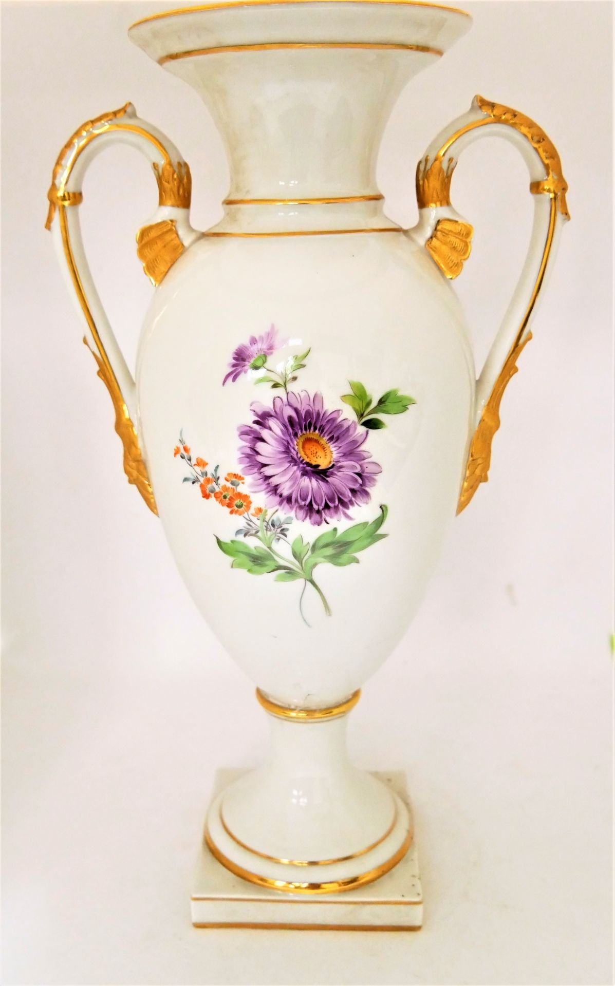 Amphoren-Porzellanvase von Potschappel Dresden, PGH, handbemalt, guter Zustand, Höhe ca. 34 cm