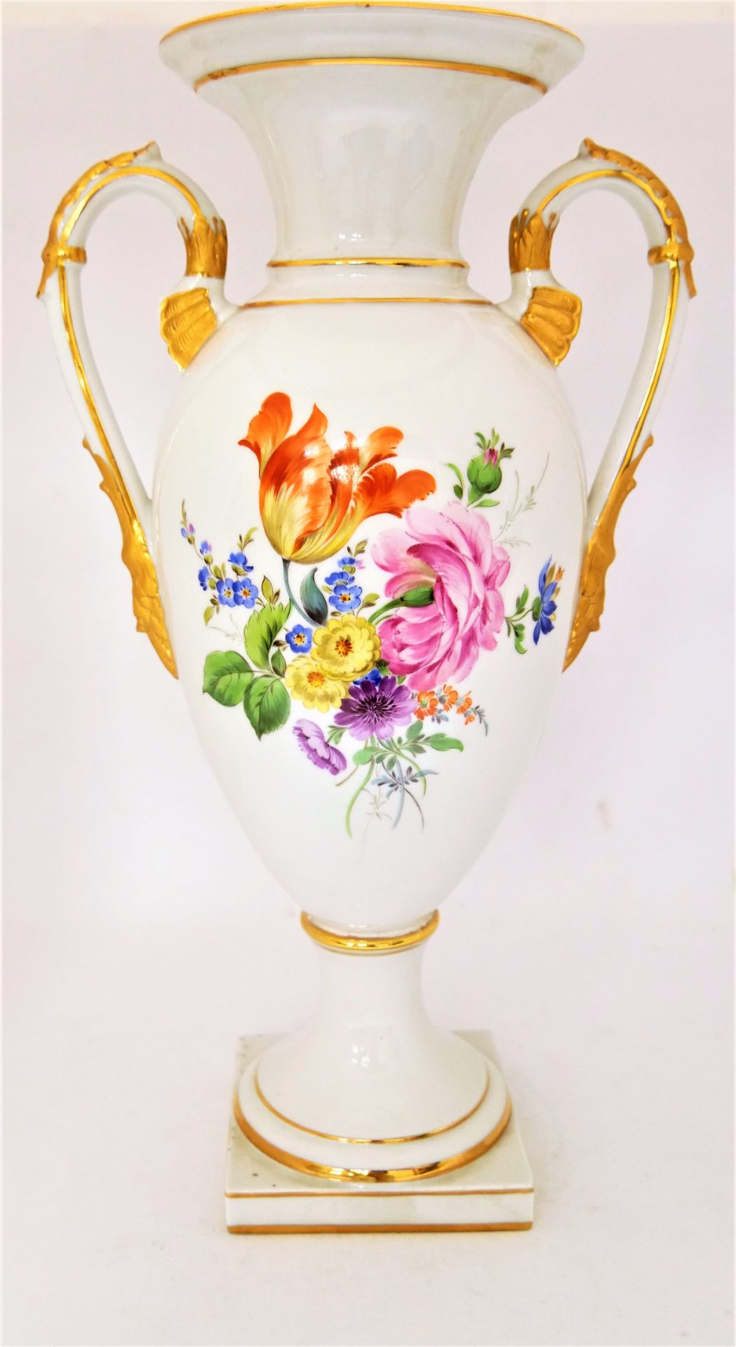 Amphoren-Porzellanvase von Potschappel Dresden, PGH, handbemalt, guter Zustand, Höhe ca. 34 cm - Image 2 of 3