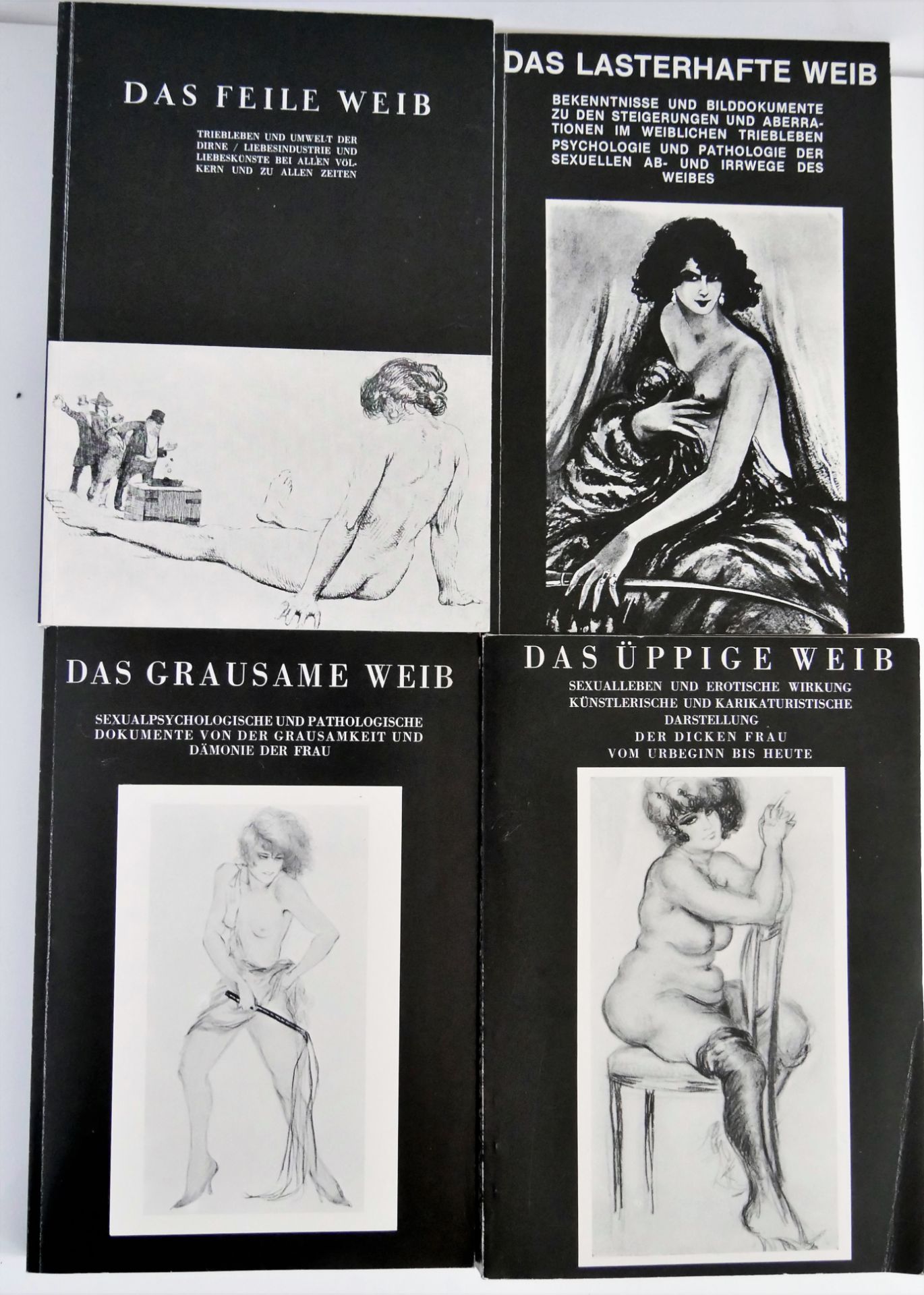 Lot von 4 Büchern, dabei Allmacht Weib. Erotische Typologie der Frau. Das grausame Weib, Das