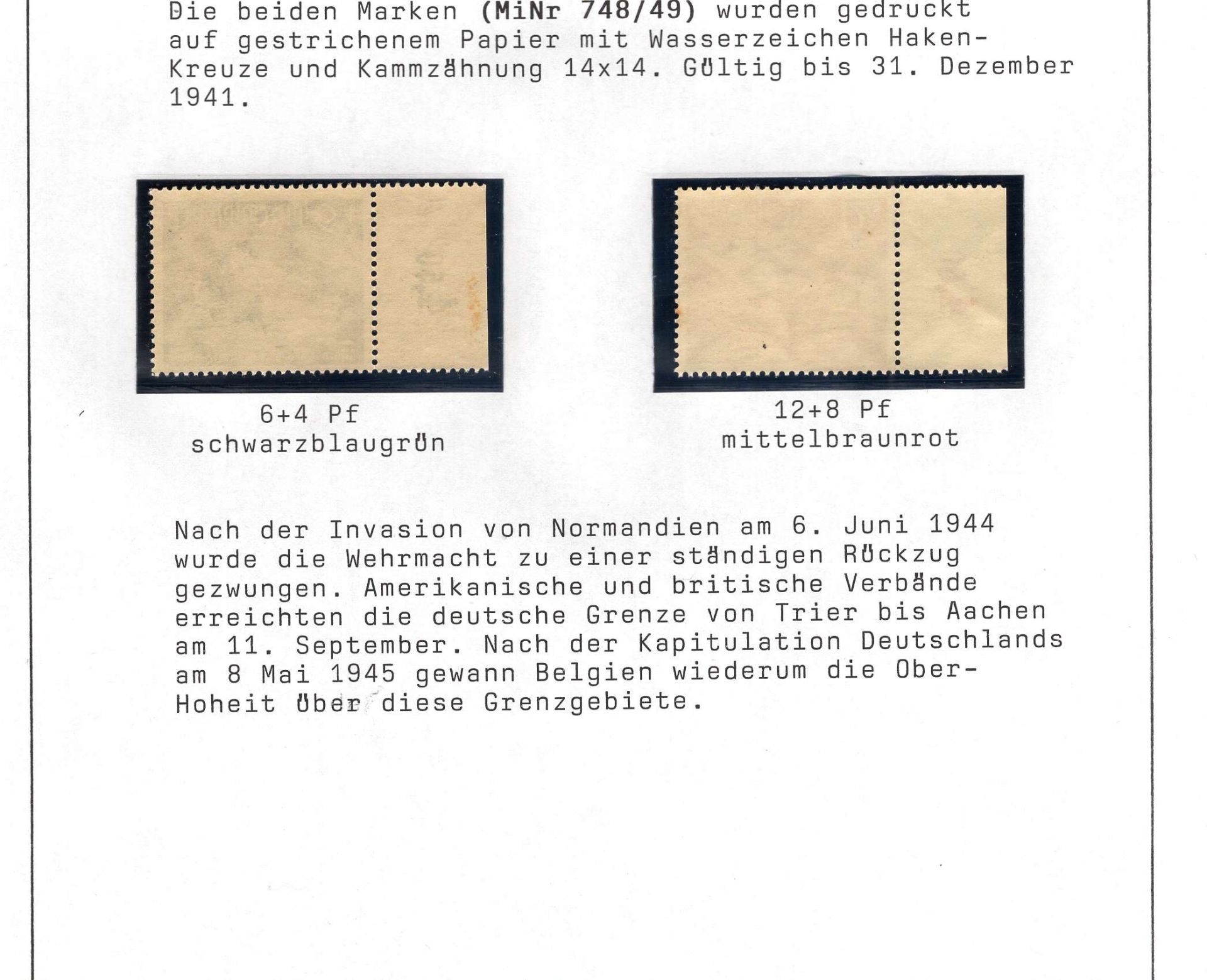 Deutsches Reich, Mi. - Nr. 748/49, Wiedereingliederung von Eupen und Malmedy. In tadelloser - Image 2 of 2