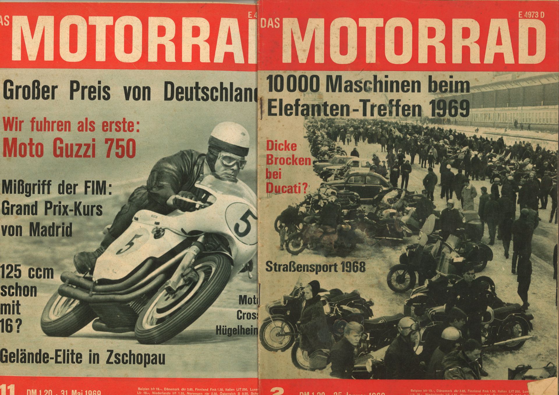 Das Motorrad, Magazin, hier 6. Jahrgang, 1954, Nr. 23, 7. Jahrgang 1955 Nr. 15 sowie Heft 2 vom