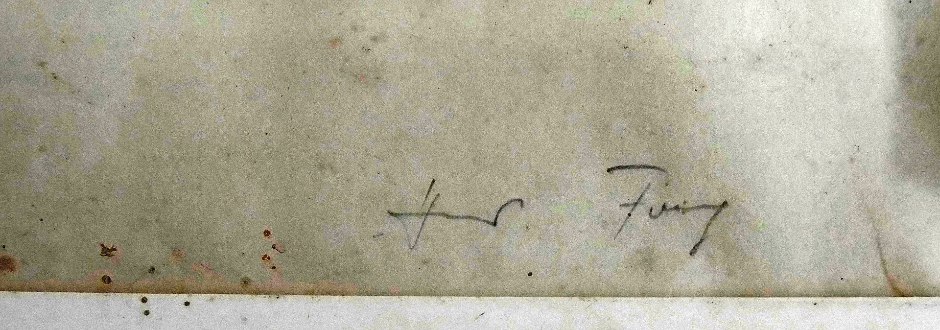 Hanns Fay (1888-1957), Tinte/Feder Papier Litho "arbarossa" mit Trifels. Unten Signatur Hanns Fay ( - Image 4 of 4