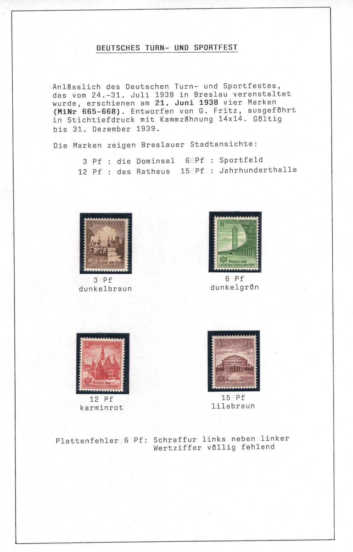 Deutsches Reich 1938, Mi. - Nr. 665 - 668, Deutsches Turn- und Sportfest. In tadelloser postfrischer