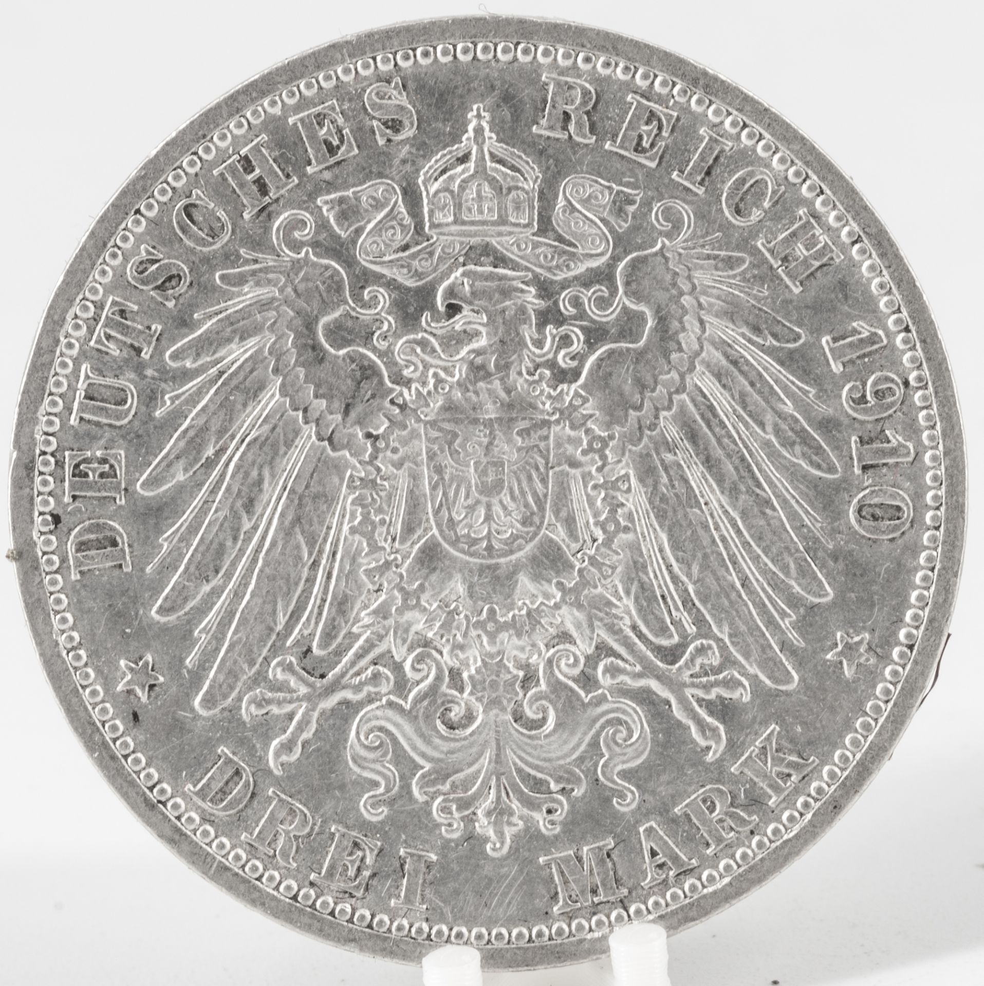 Deutsches Kaiserreich Baden 1910 G, 3.- Mark - Silbermünze, "Friedrich II.", Jäger 39. Erhaltung: - Image 2 of 2