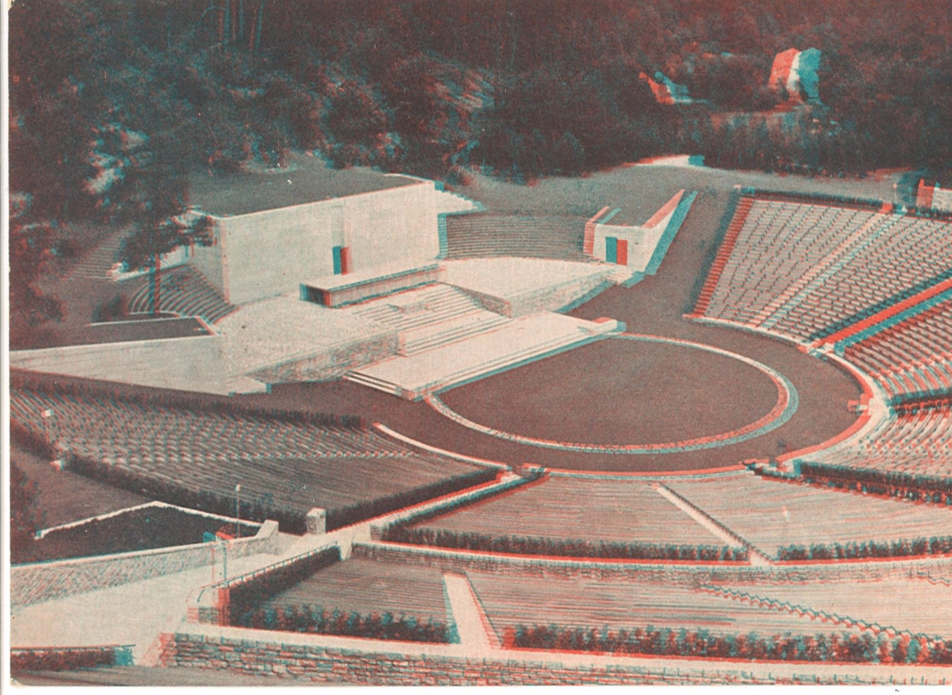 Olympiade 1936, 3D - Postkarte (Plastereoskop), Verlag Dreyer, "Dietrich - Eckart Freilichtbühne -