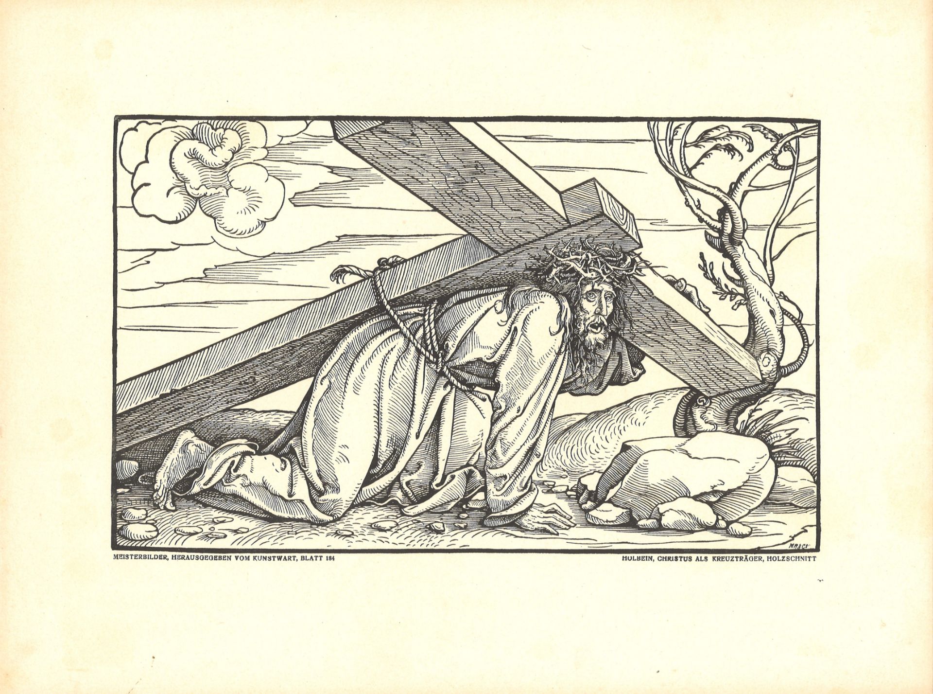 D.G. Holbein, Holzschnitt "Christus als Kreuzträger". Ausgabe vom Kunstwart, verlegt von Georg D.