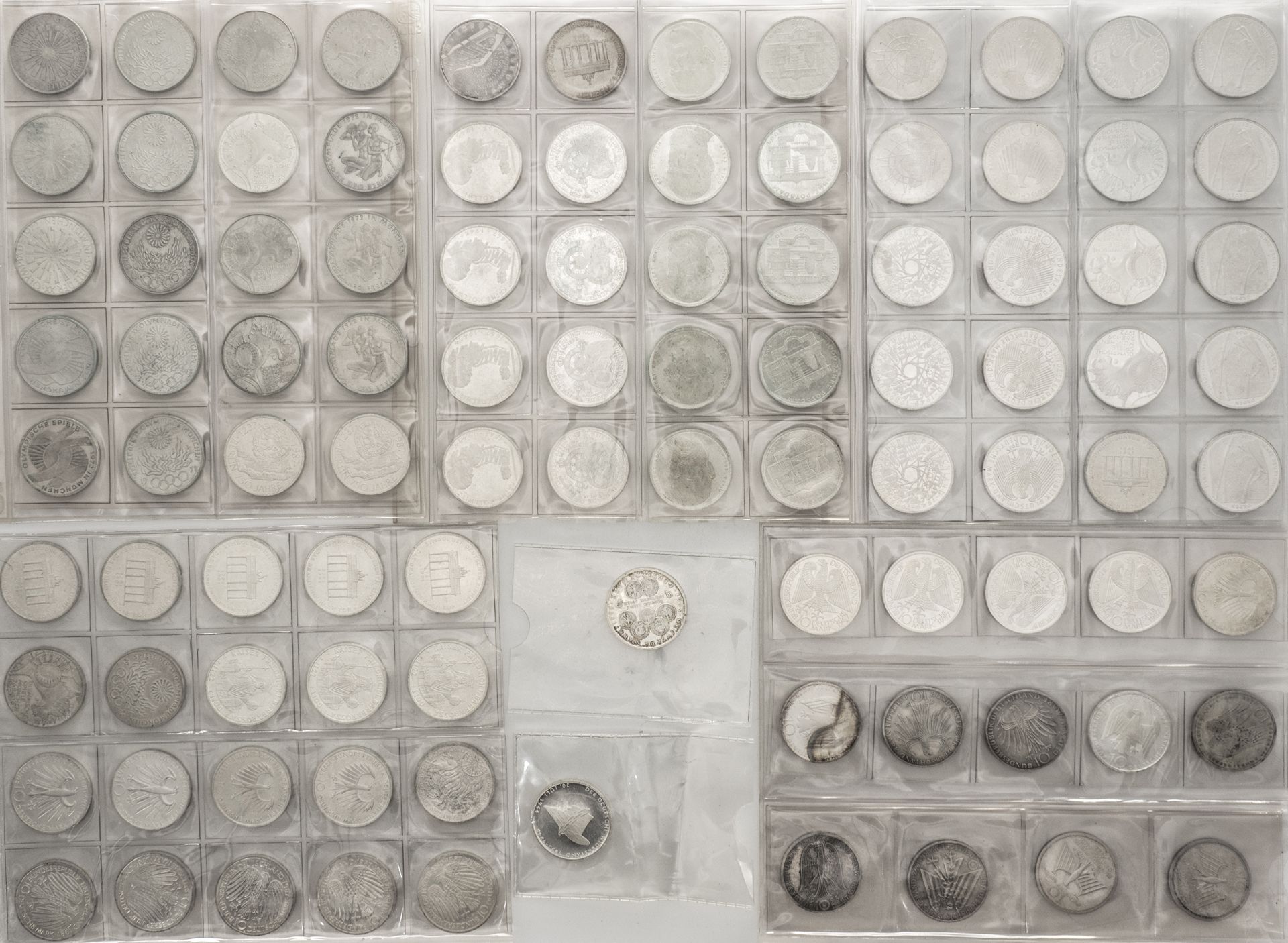 Sammlung 10.- - DM - Silbermünzen. Insgesamt 96 Stück.
