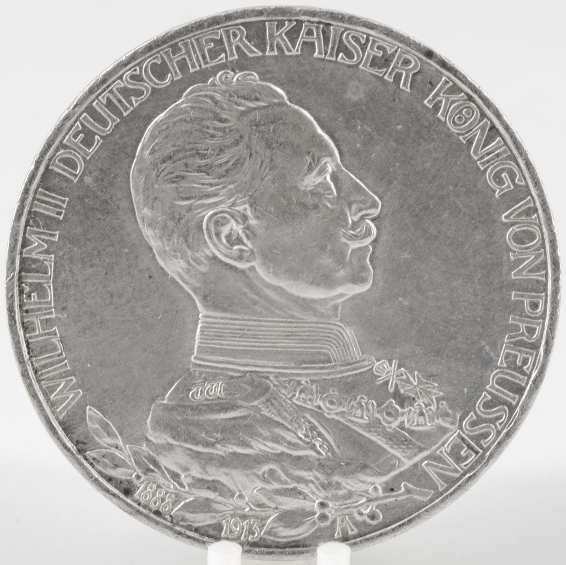 Deutsches Kaiserreich Preußen 1913 A, 3.- Mark - Silbermünze, Jäger 112, Erhaltung: ss.