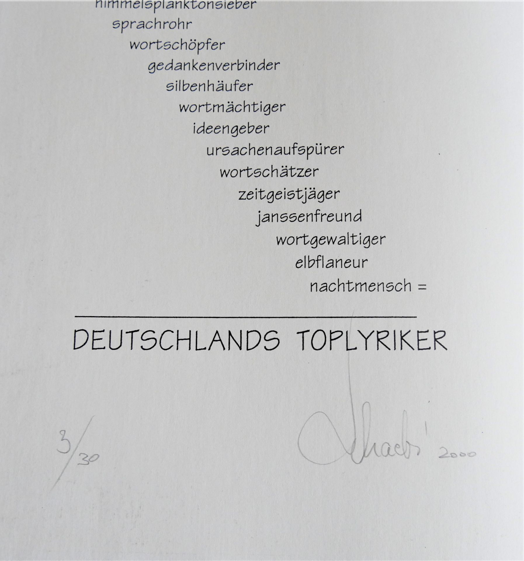 Frithjof Schaebs "Für Peter Rühmkorf", Literarische Drucksache Nr. 7, Auflage: 30 Stück. - Bild 2 aus 3