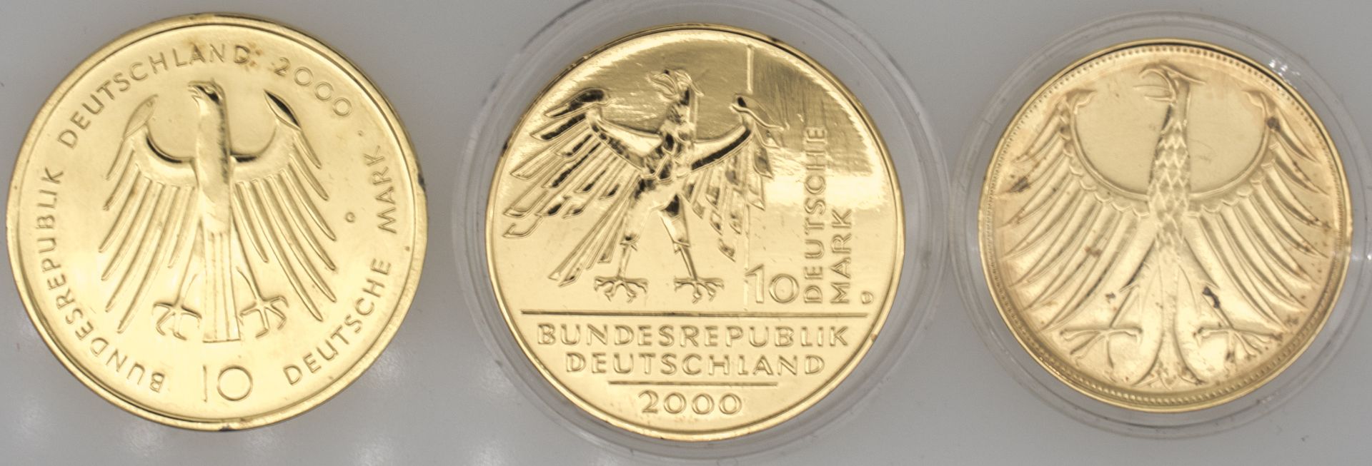 BRD 1974 / 2000, Lot Silbermünzen, vergoldet, dabei 10 DM "10 Jahre deutsche Einheit", 10 DM "1200 - Image 2 of 2