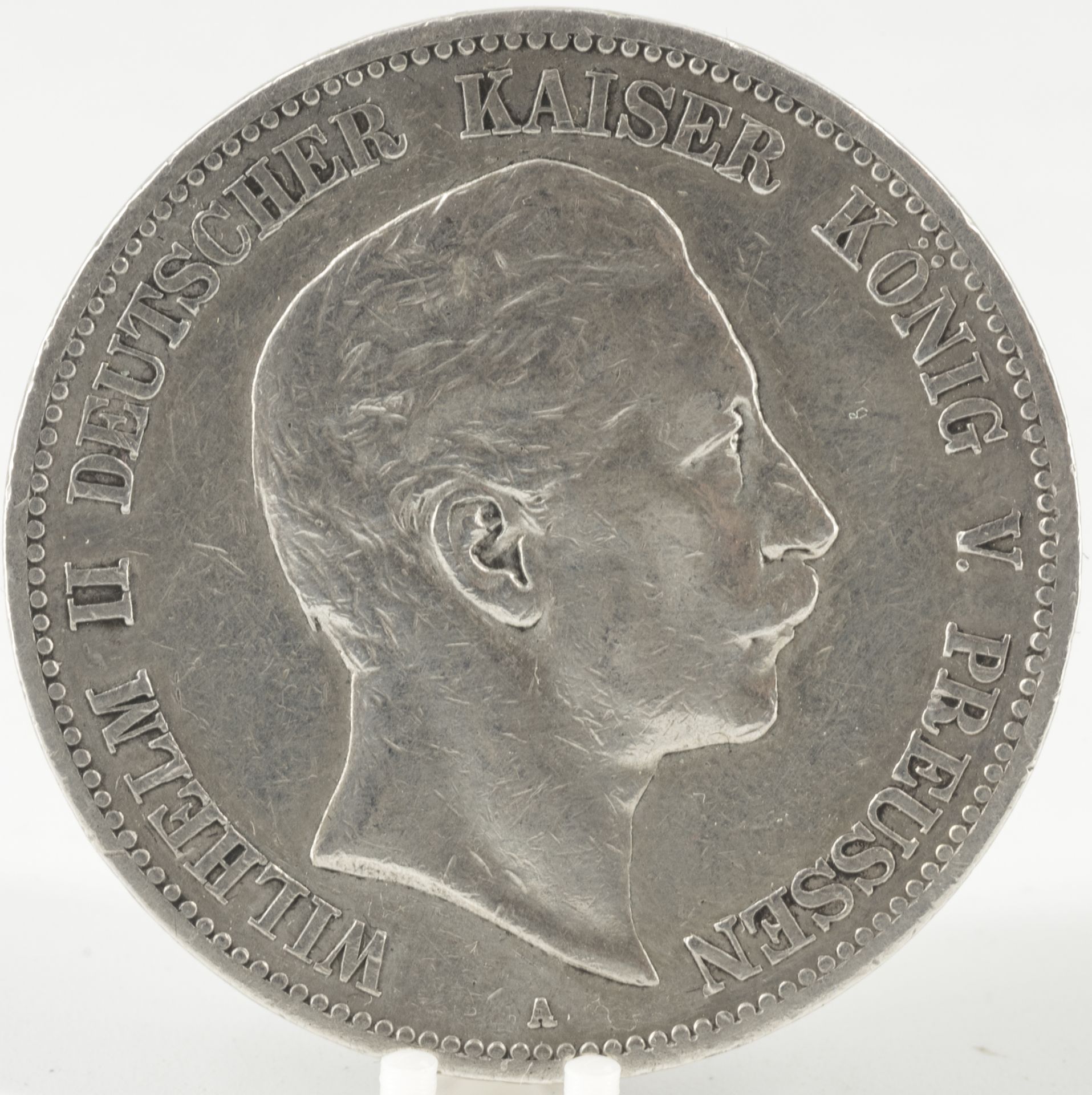 Deutsches Kaiserreich Preußen 1902 A, 5.- Mark - Silbermünze "Wilhelm II.", Jäger 104. Erhaltung: