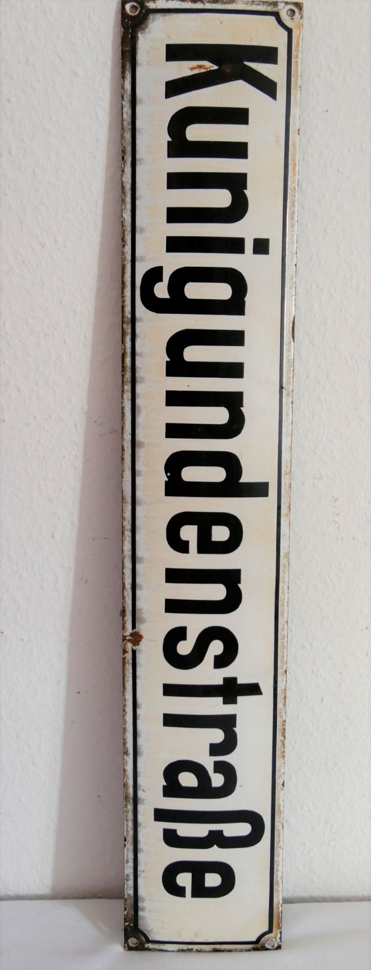 altes Emaille / Blechschild, Straßenschild, "Kunigundenstraße", ca. 16 x 85cm