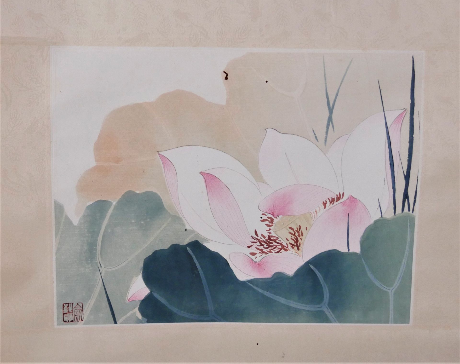 Yu Chih-chen (1965-) - Lotus Flower, Aquarell auf Papier, auf Rolle. Hier Fraßstellen. - Bild 2 aus 2