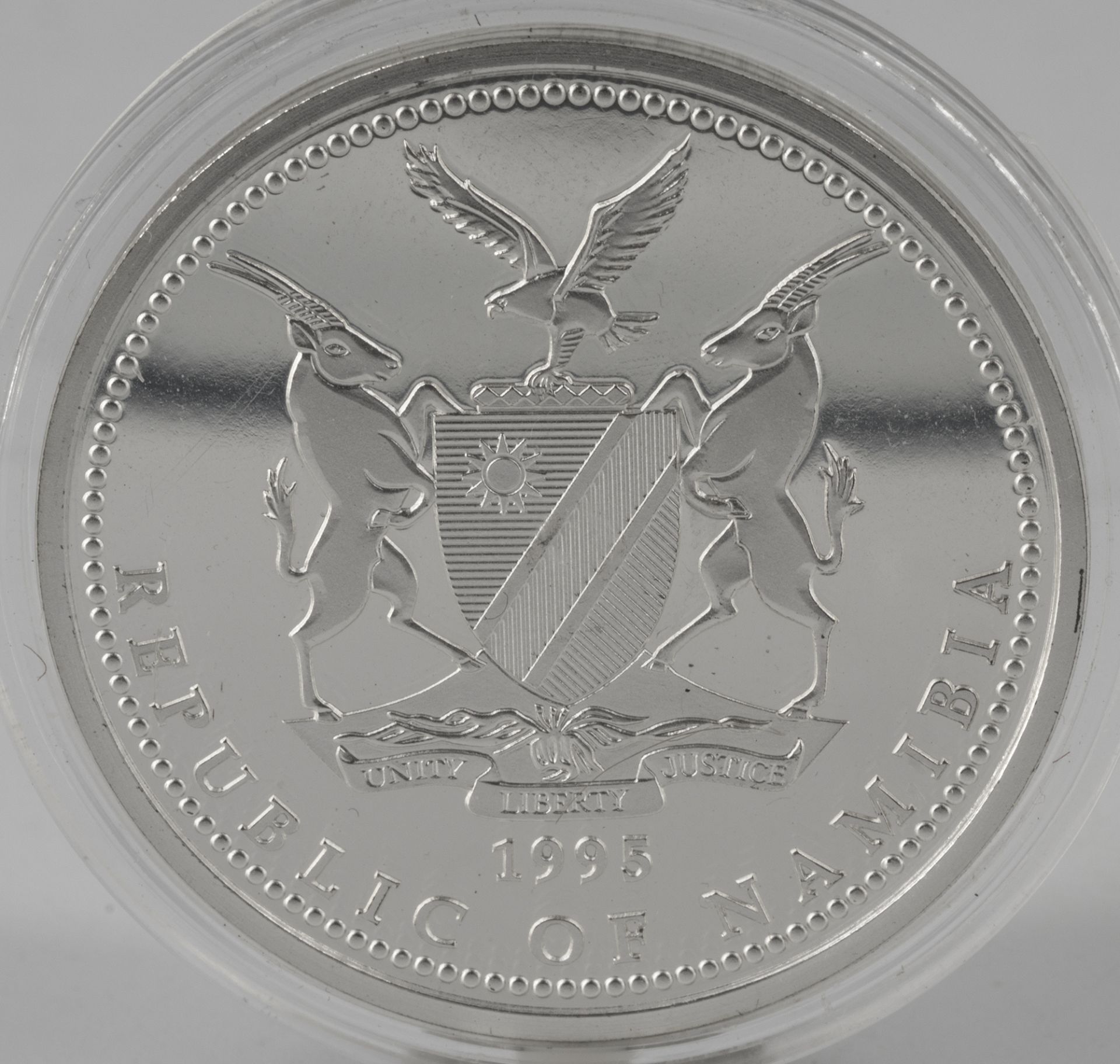 Namibia 1995, $ 10 - Farbmünze. Silber "5. Jahrestag der Unabhängigkeit". Erhaltung: PP. - Image 2 of 2