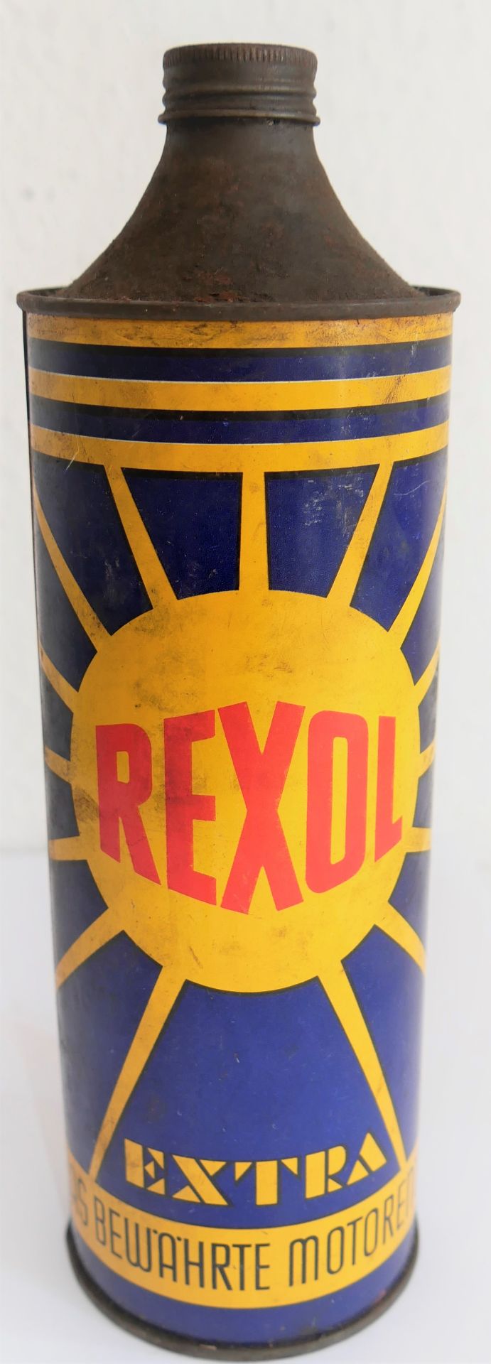 Aus Auflösung einer alten Motorrad Werkstatt! Rexol Extra, das bewährte Motorenöl. Höhe ca. 26 cm.