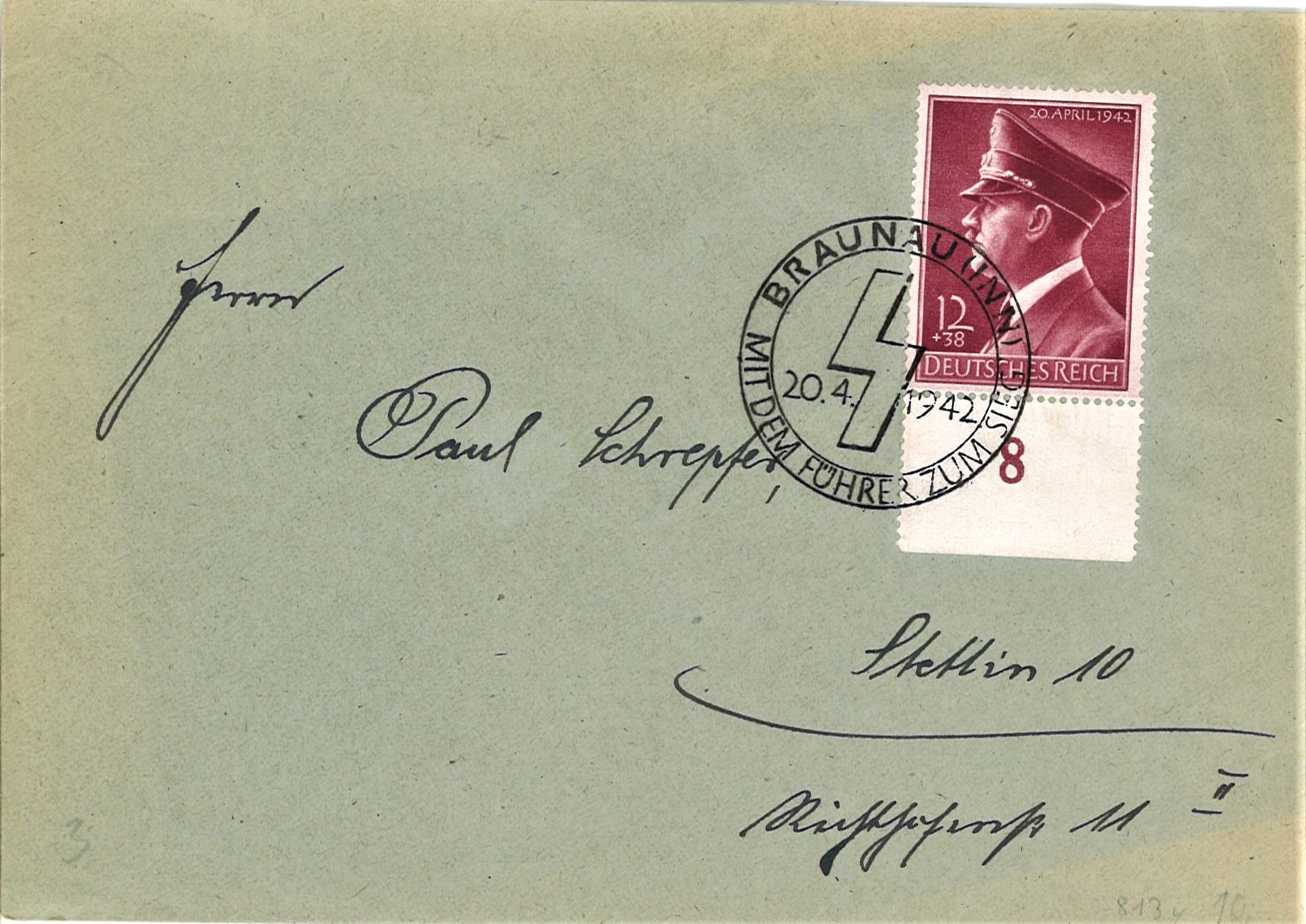 Deutsches Reich, Mi. - Nr. 813 als EF auf Brief mit Sonderstempel.