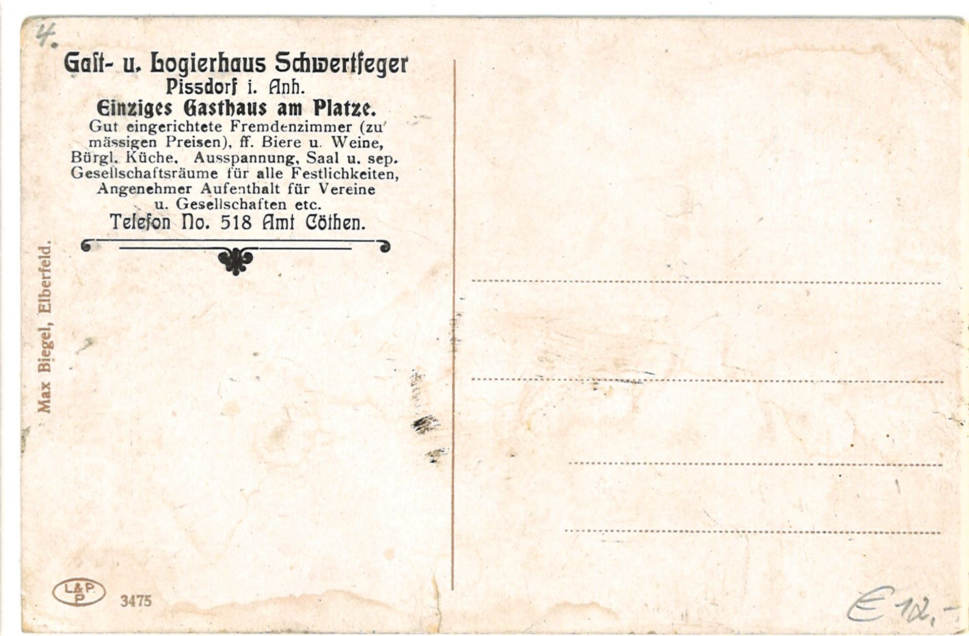 Zeppelin - Werbekarte "Im Flug zum Gast- u. Logierhaus Schwertfeger...". - Image 2 of 2