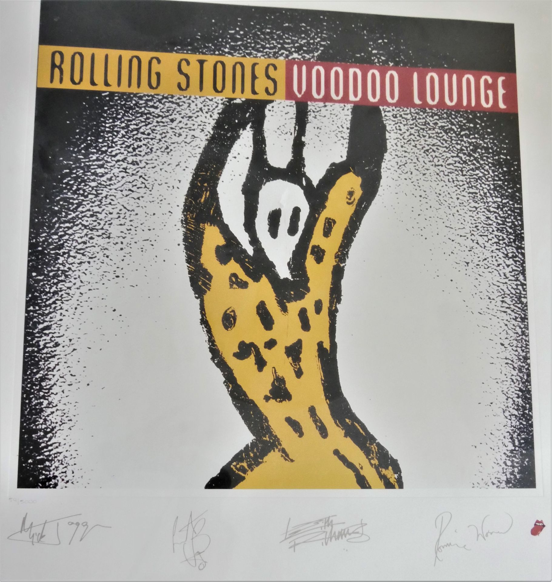 seltene Rolling Stones "Voodoo Lounge", signiert. Lithographie Rar Kunstdruck. Hier Nr. 54/5000. - Bild 3 aus 4