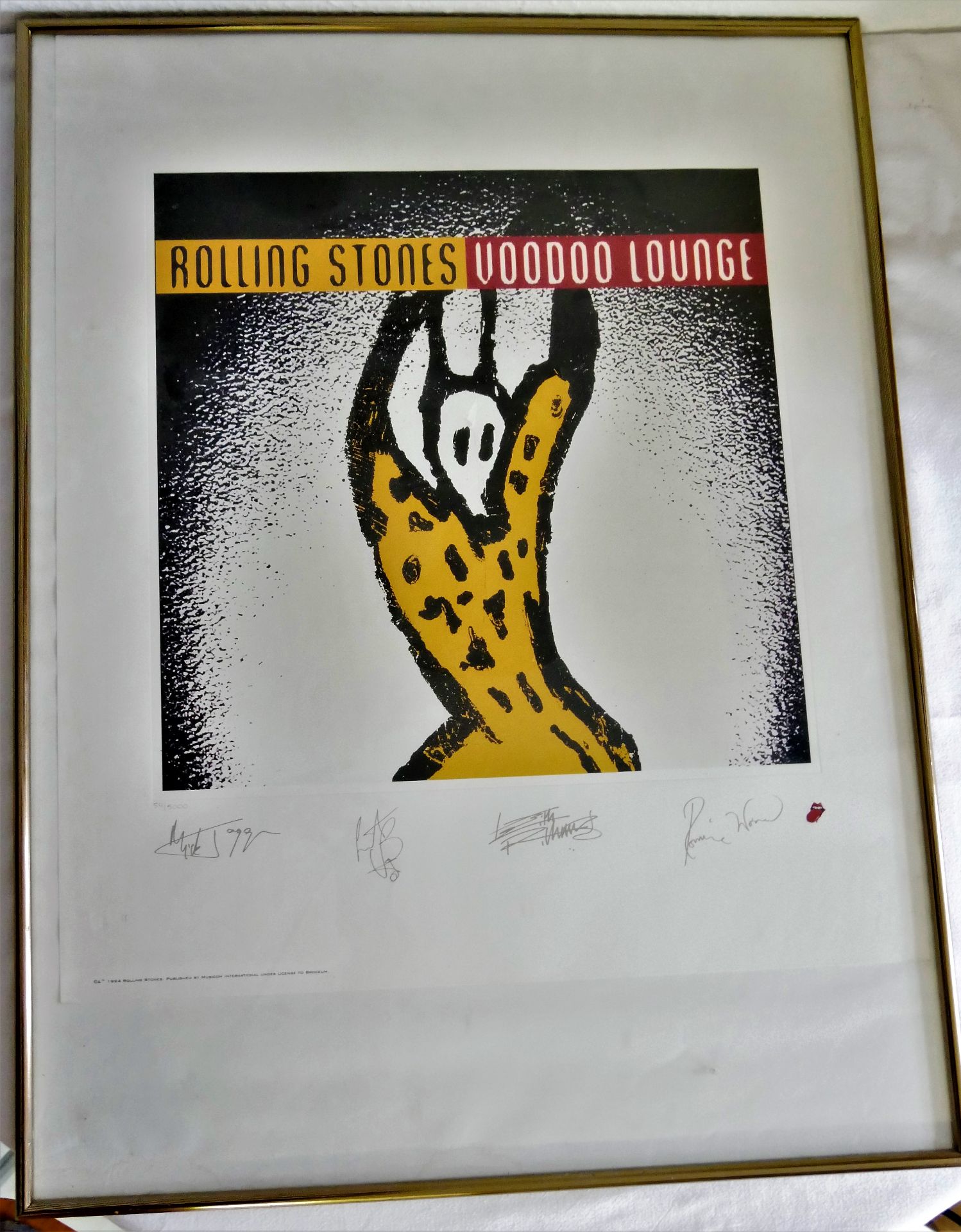 seltene Rolling Stones "Voodoo Lounge", signiert. Lithographie Rar Kunstdruck. Hier Nr. 54/5000.