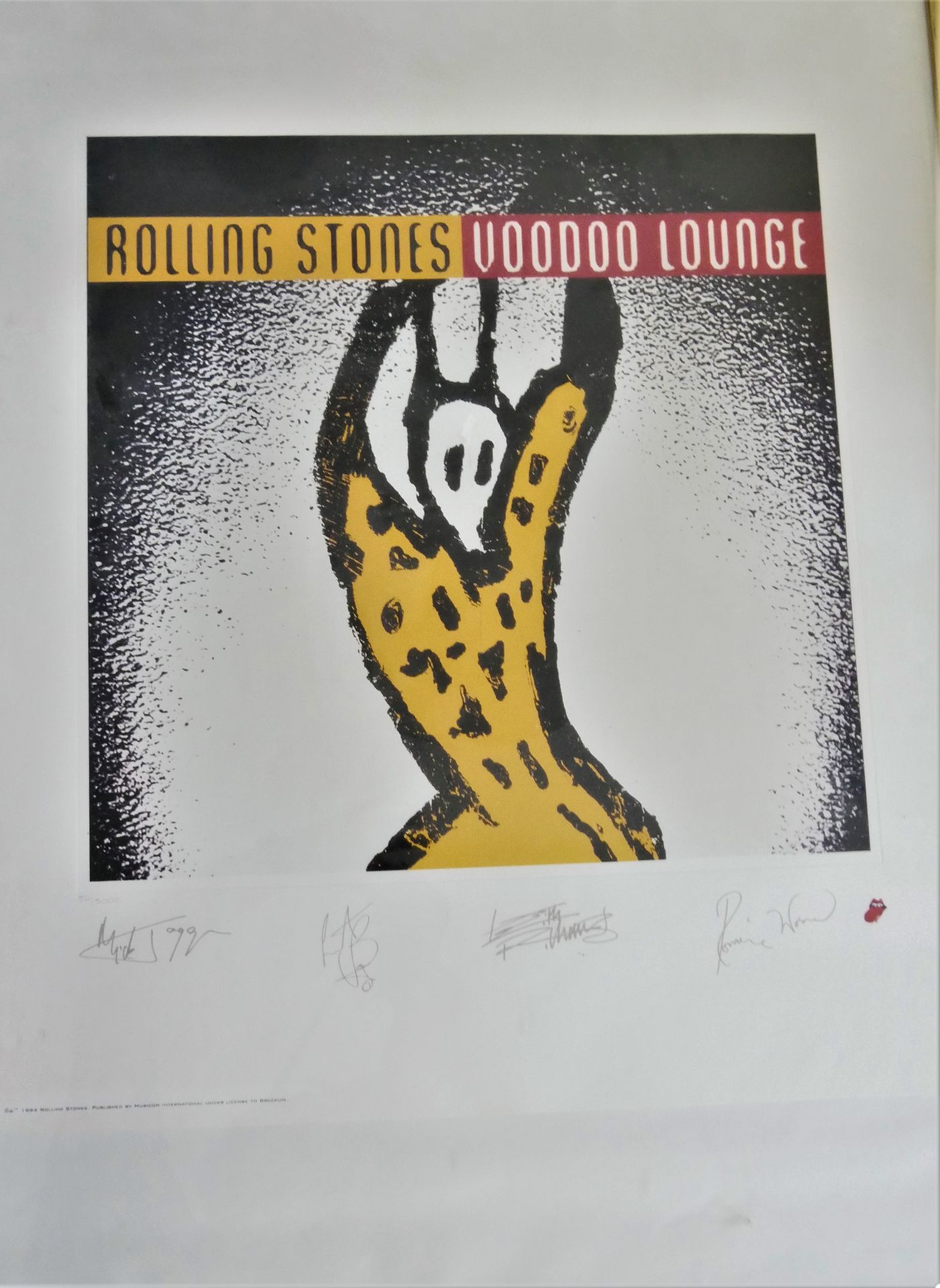 seltene Rolling Stones "Voodoo Lounge", signiert. Lithographie Rar Kunstdruck. Hier Nr. 54/5000. - Bild 2 aus 4