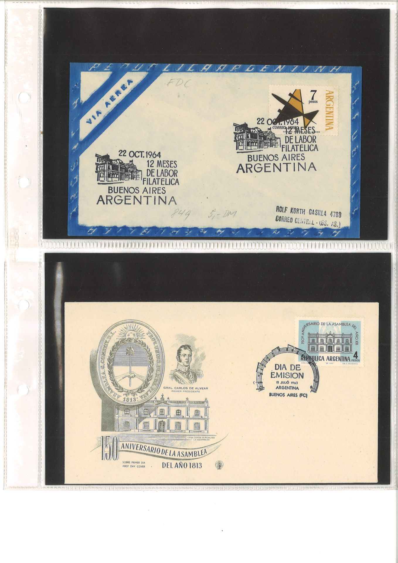 Briefealbum gefüllt mit FDC´s Argentinien ab den 50er Jahren. Sehr schöne Briefmotive, viele mit - Bild 3 aus 4