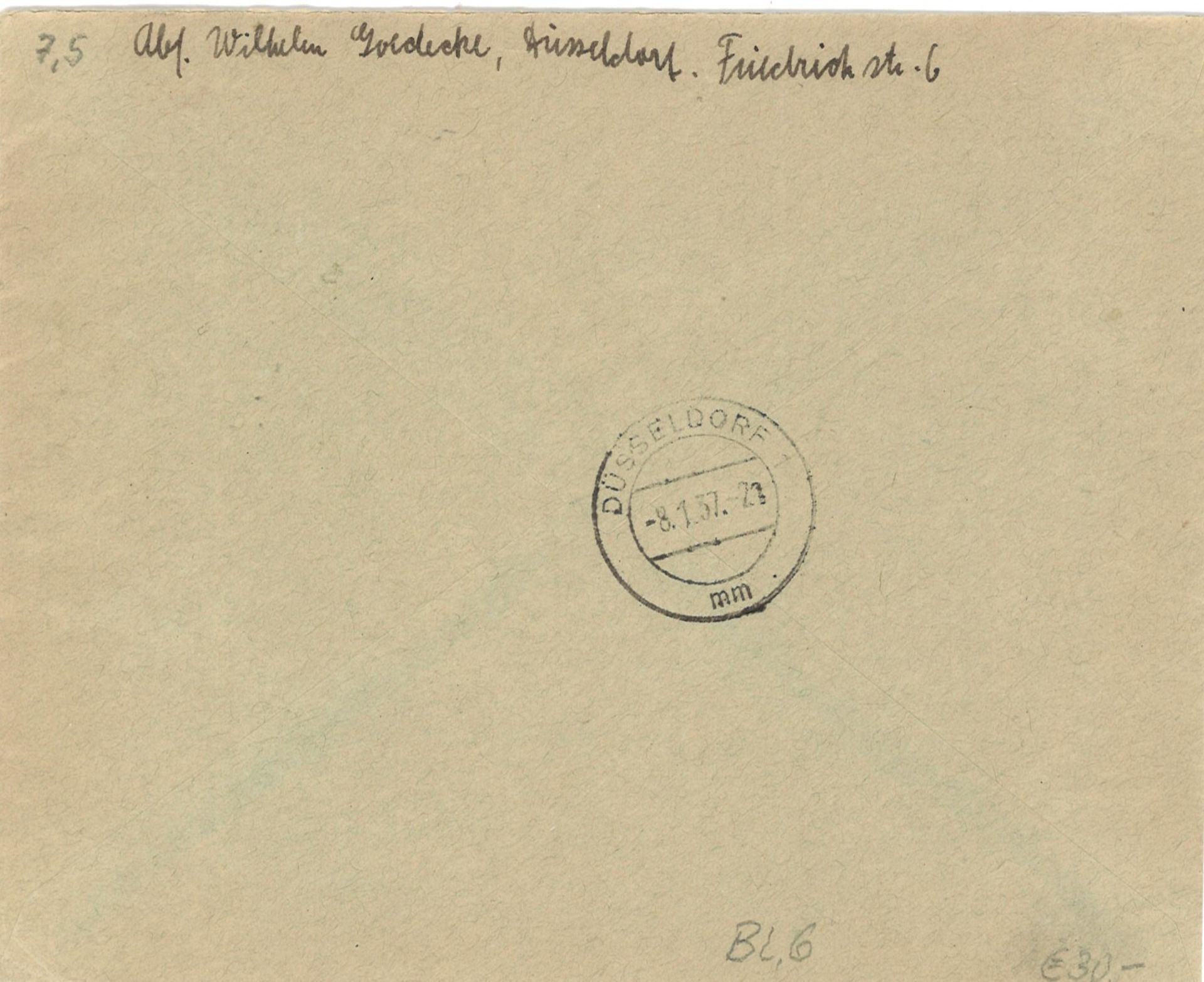 Deutsches Reich, R - Brief ab Düsseldorf, mit Block - Herzstück Block 6 frankiert. - Image 2 of 2
